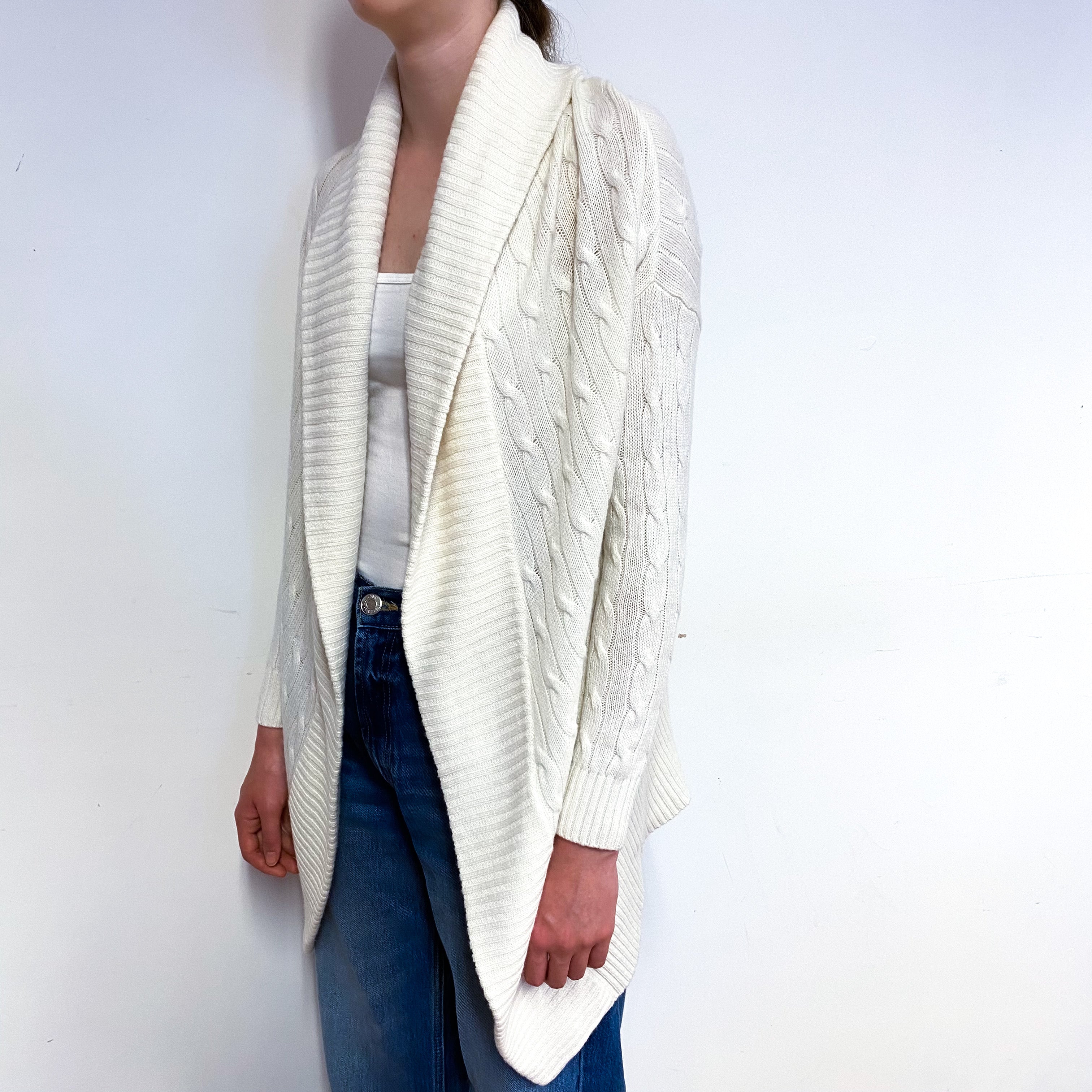 Ralph Lauren Cream Slouchy Cashmere Cardigan Extra Small