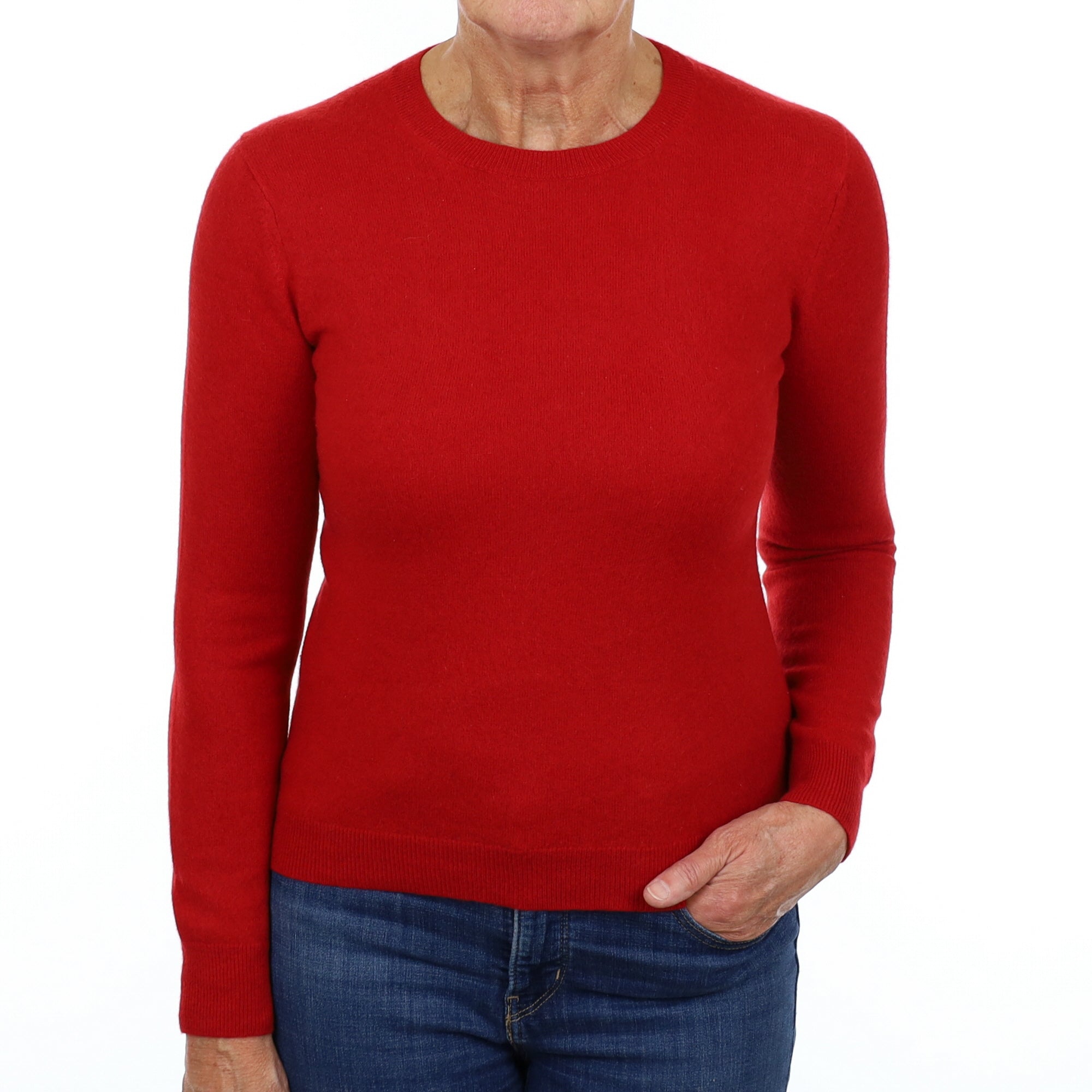 Spanish Red Cashmere Crew Neck Jumper Medium