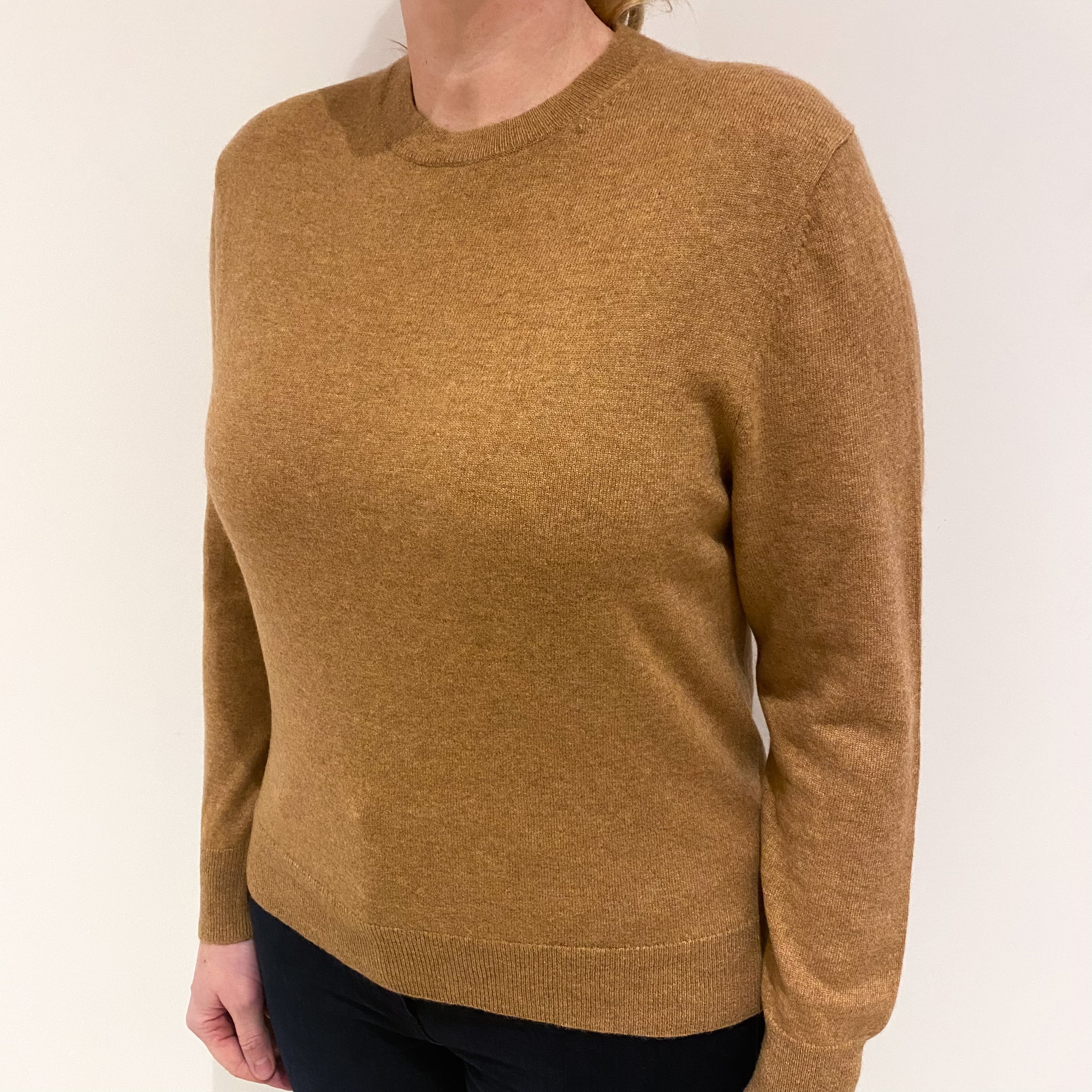 Butterscotch Brown Cashmere Crew Neck Jumper Large