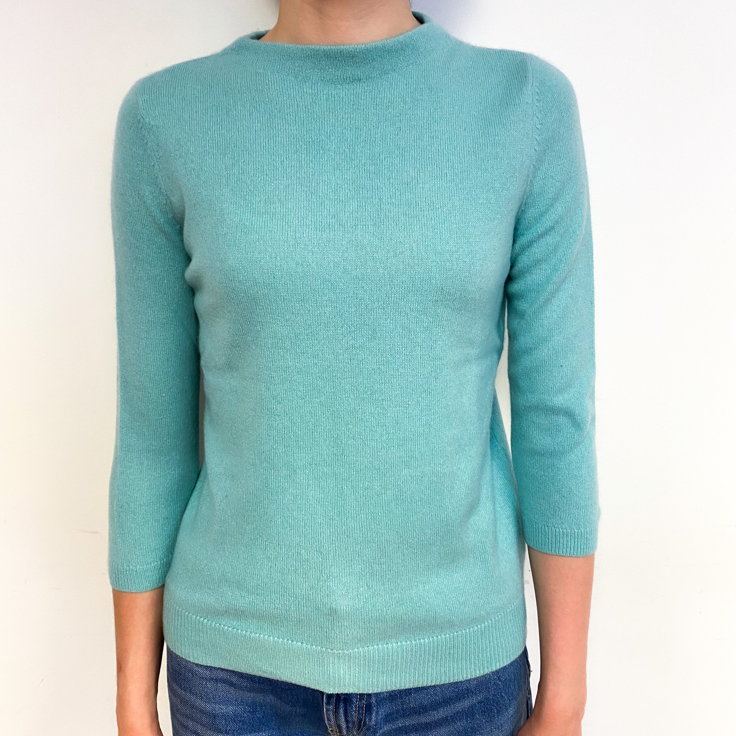 Deep Mint Green Cashmere Crew Neck Jumper Extra Small/Petite