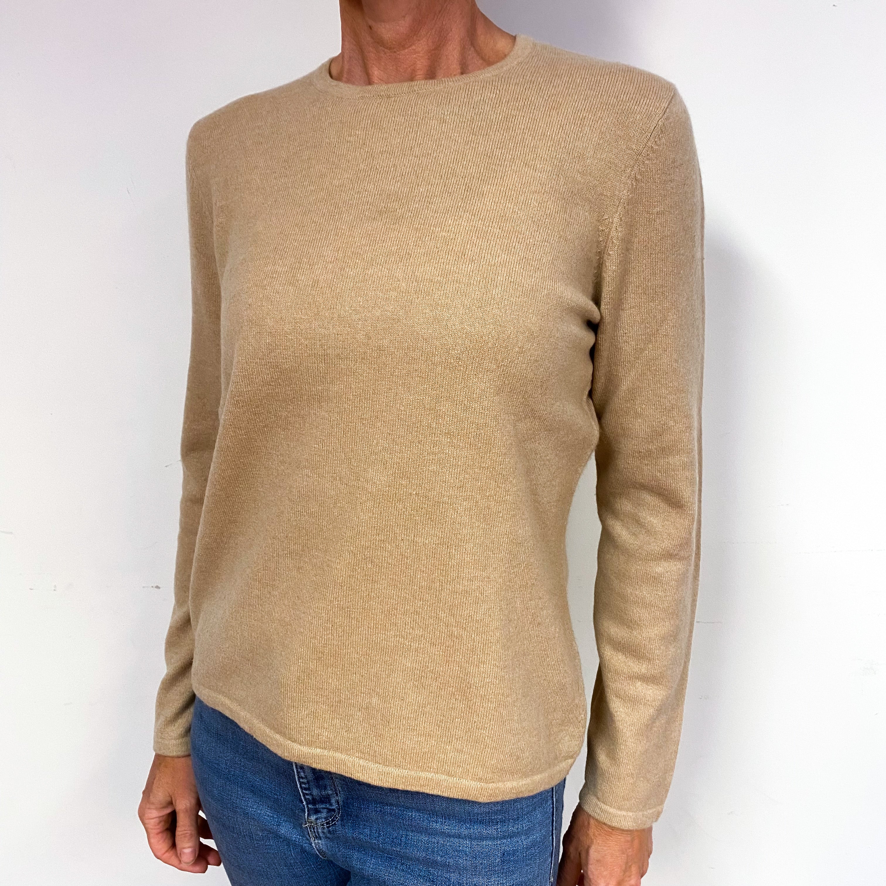 Fudge Brown Cashmere Crew Neck Jumper Medium