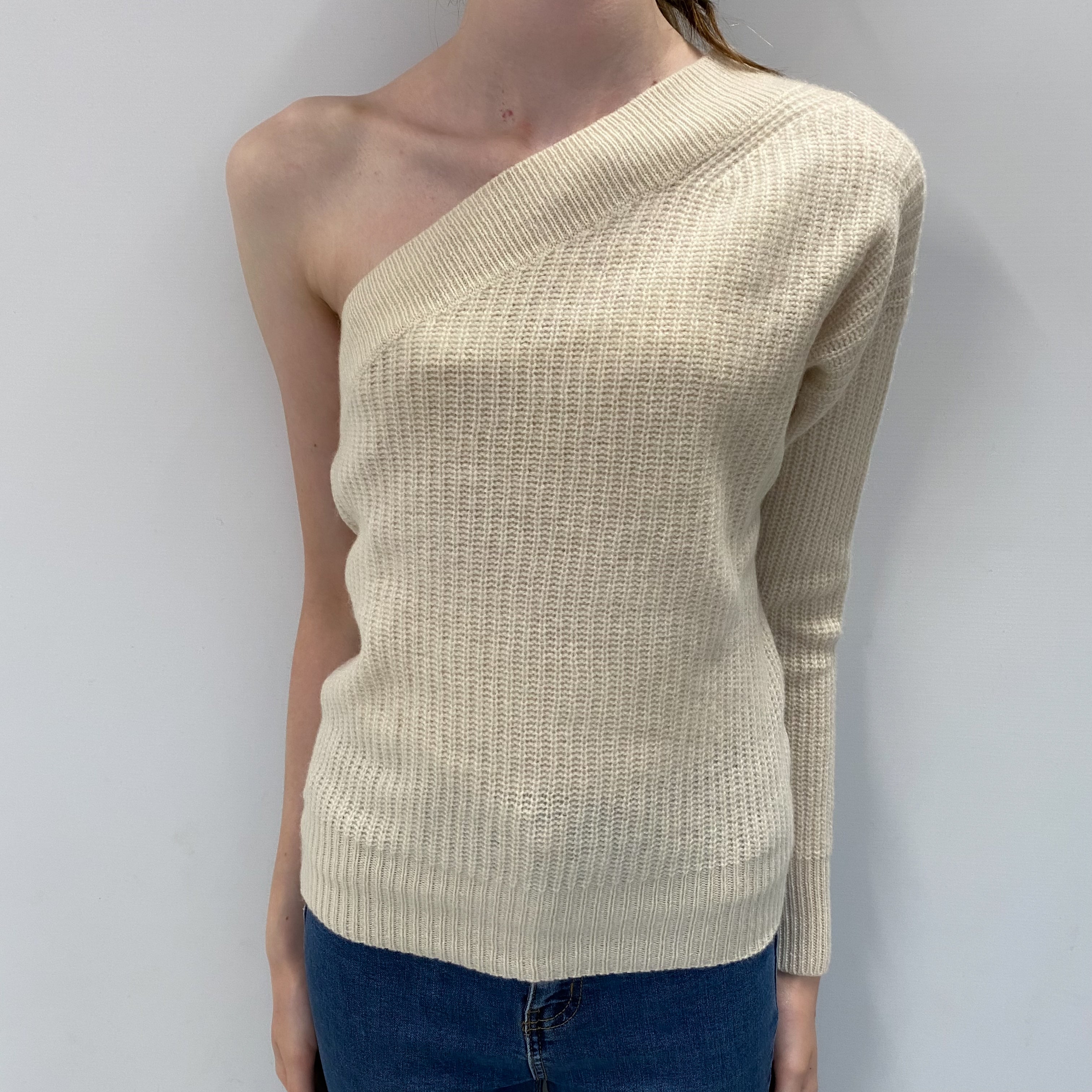 Cream Cashmere Off Shoulder Jumper Extra Small