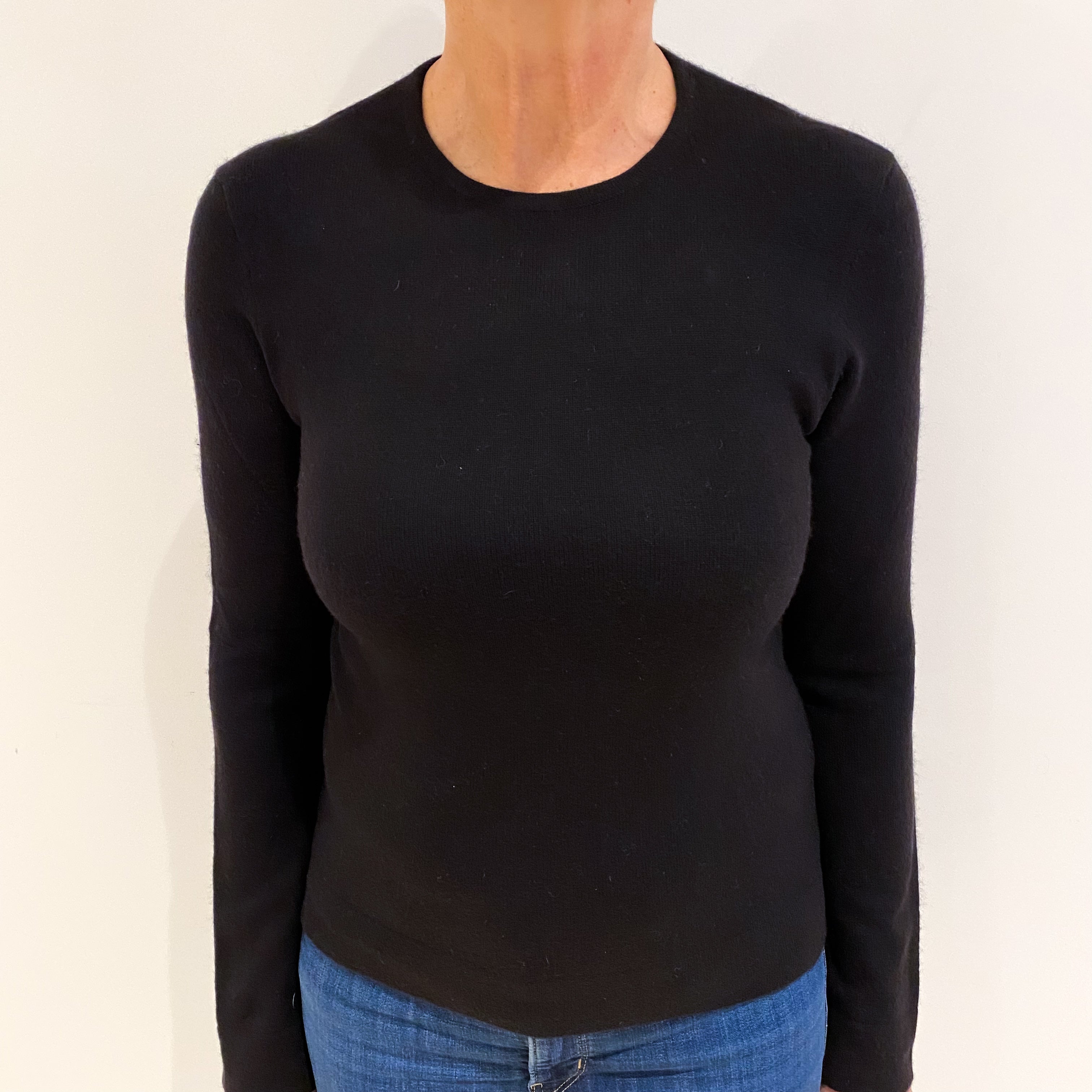 Black Cashmere Crew Neck Jumper Medium