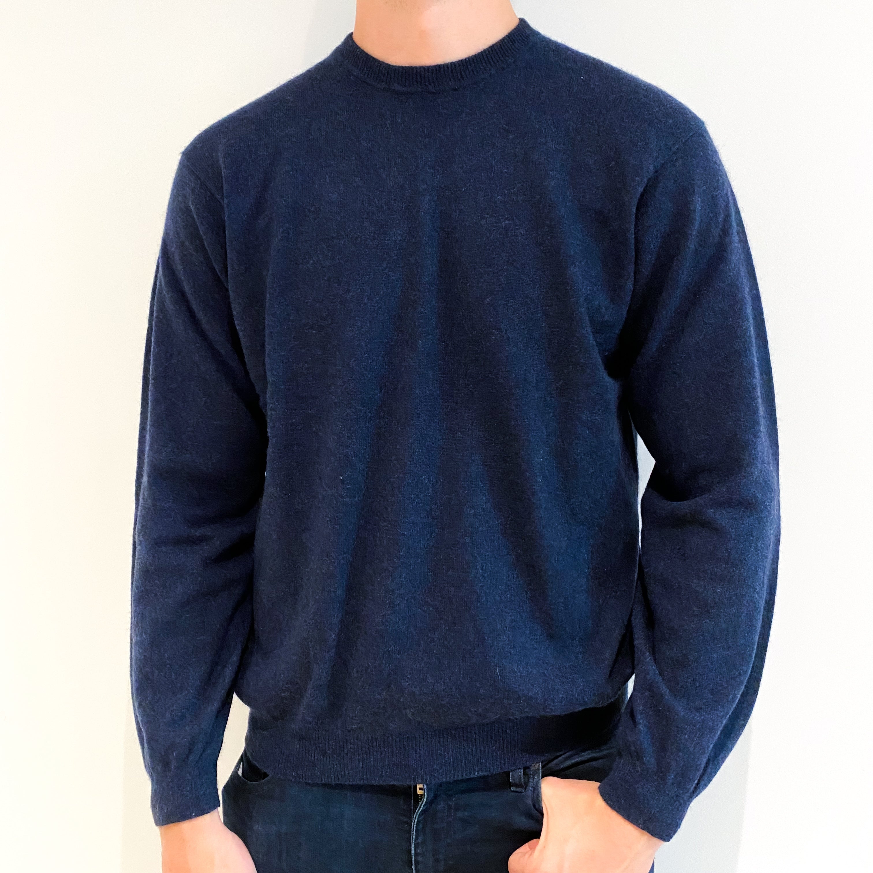 Men's Midnight Blue Cashmere Crew Neck Jumper Extra Large