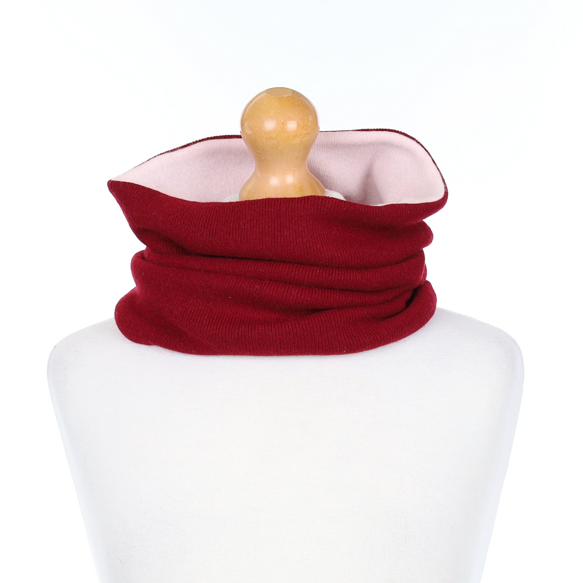 Burgundy and Ice Pink Luxury Double Layered Snood