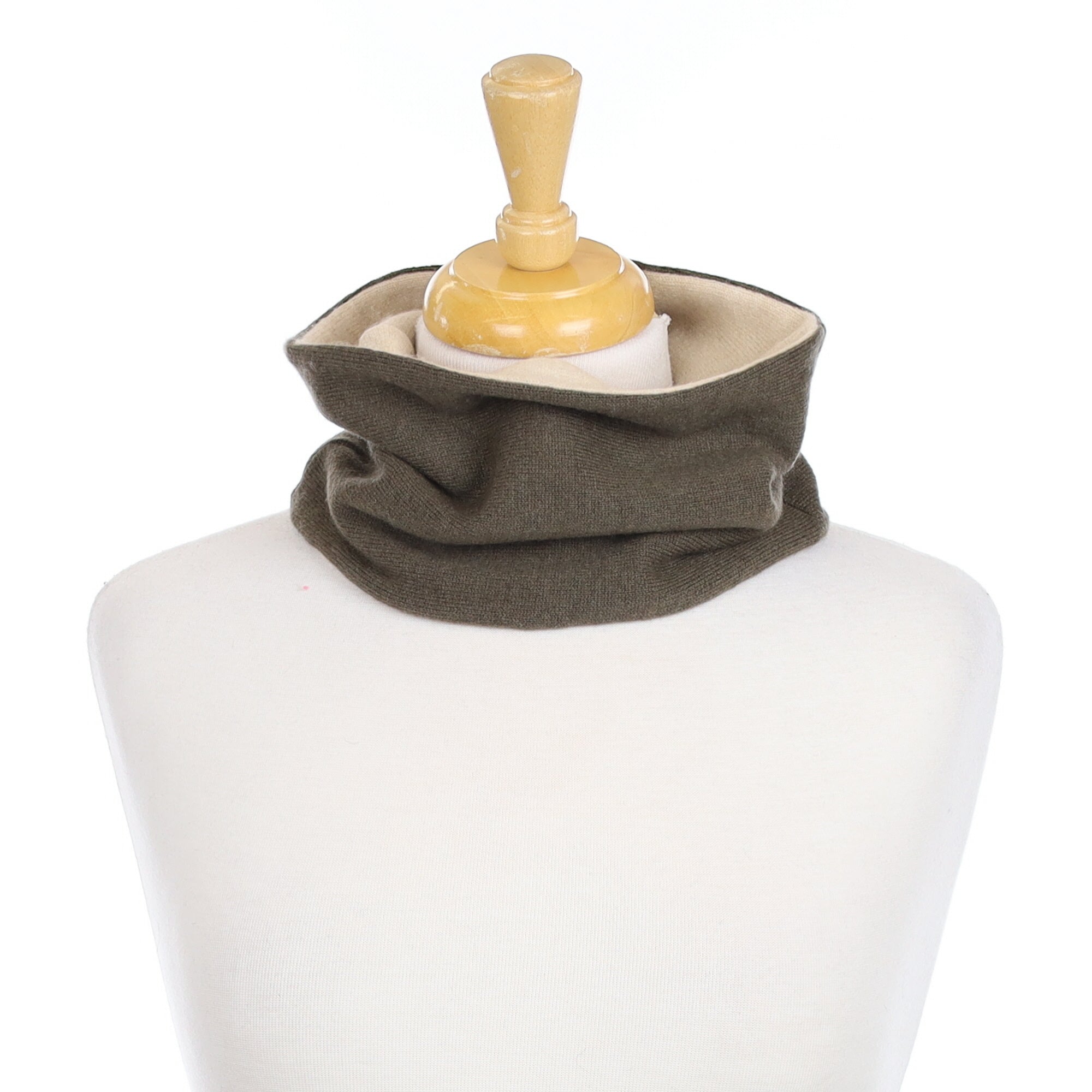 Khaki Green and Cream Neck Warmer