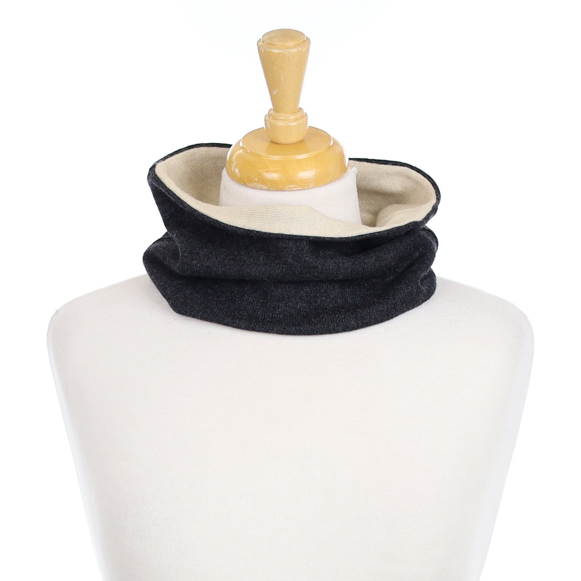 Charcoal Grey and Cream Neck Warmer