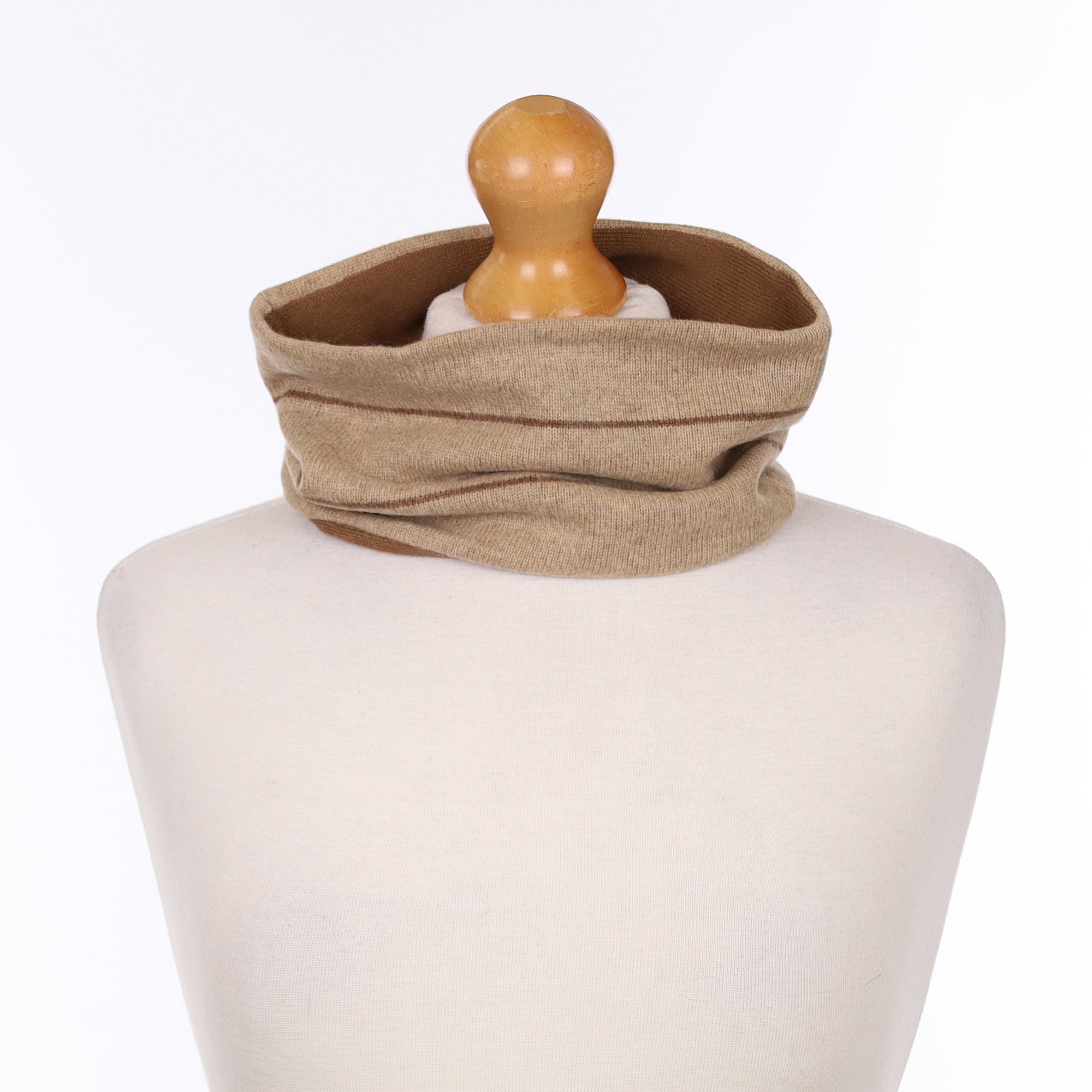 Taupe striped and Nutmeg Neck Warmer