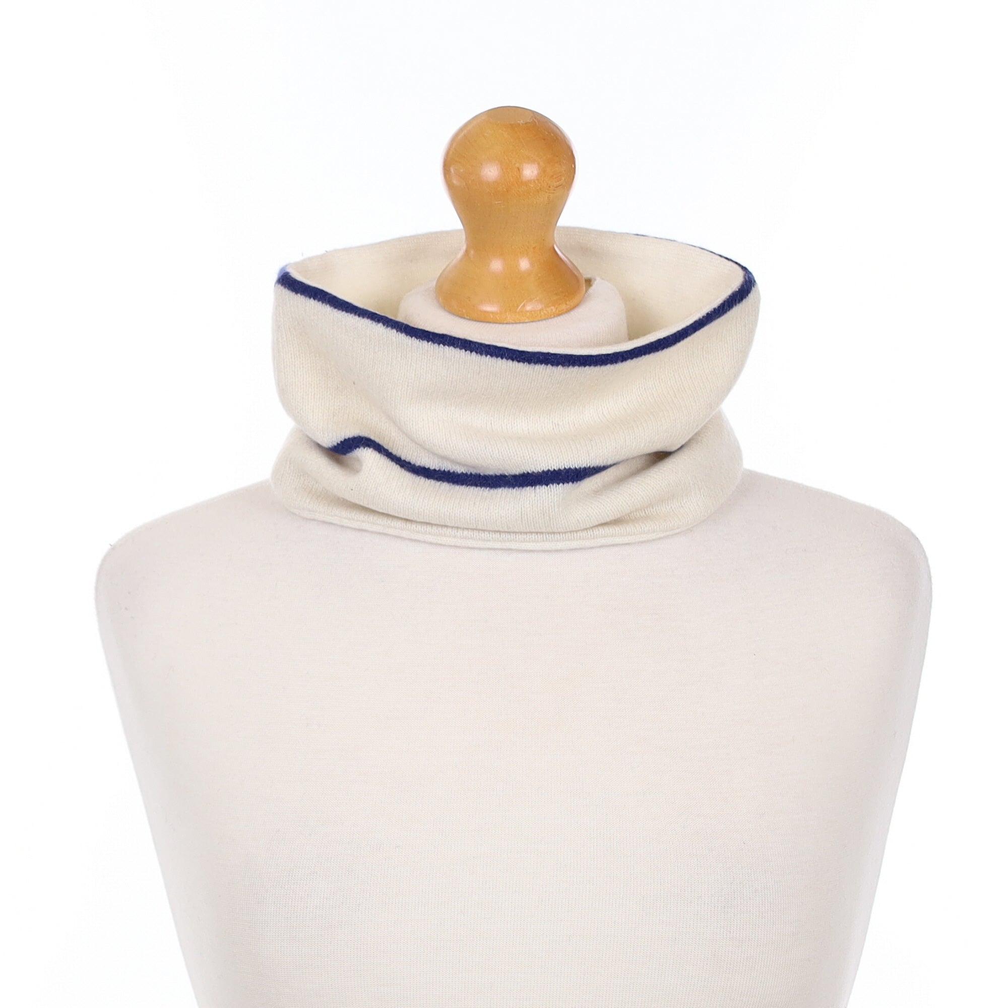 Cream and Navy Striped Neck Warmer
