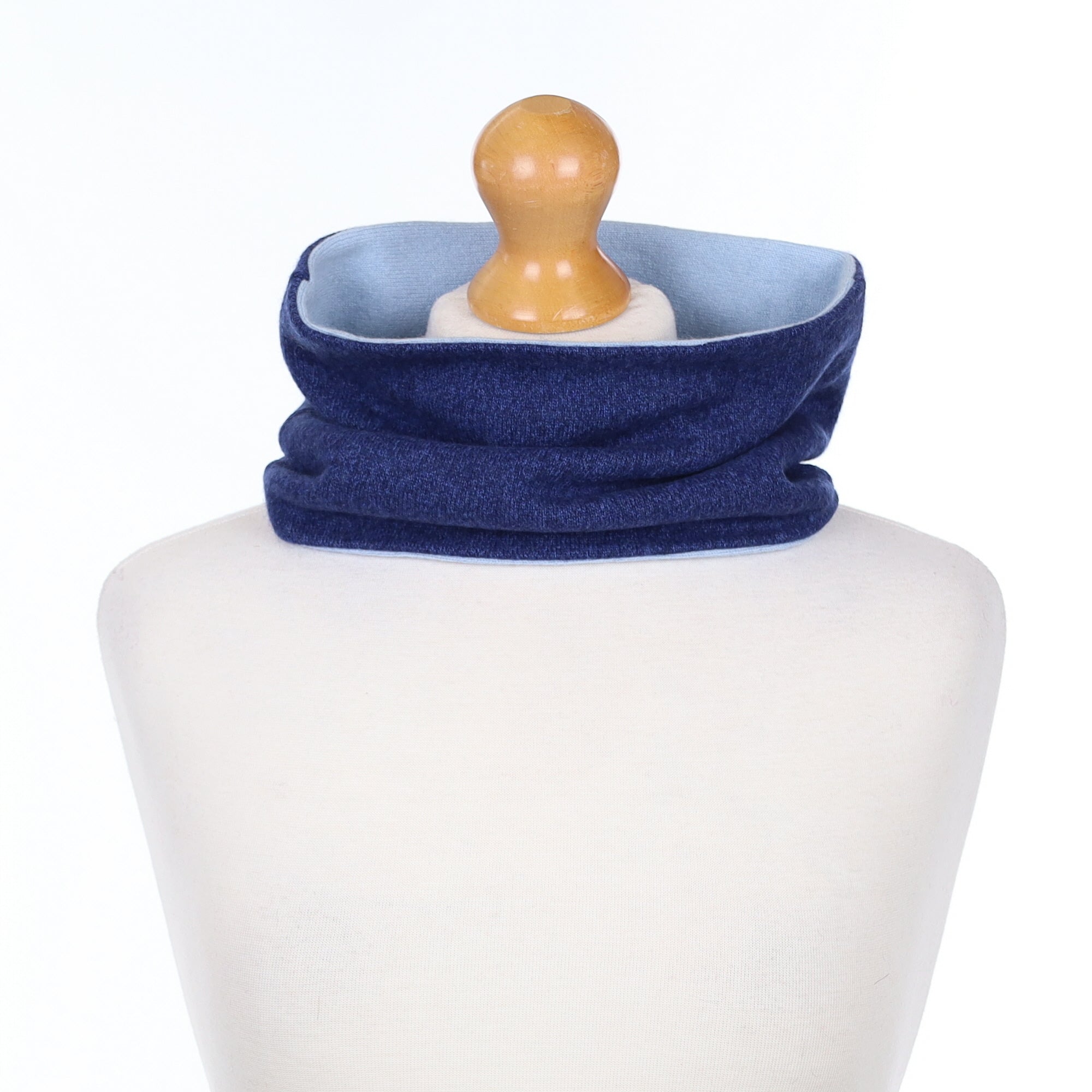 French Navy and Opal Blue Neck Warmer