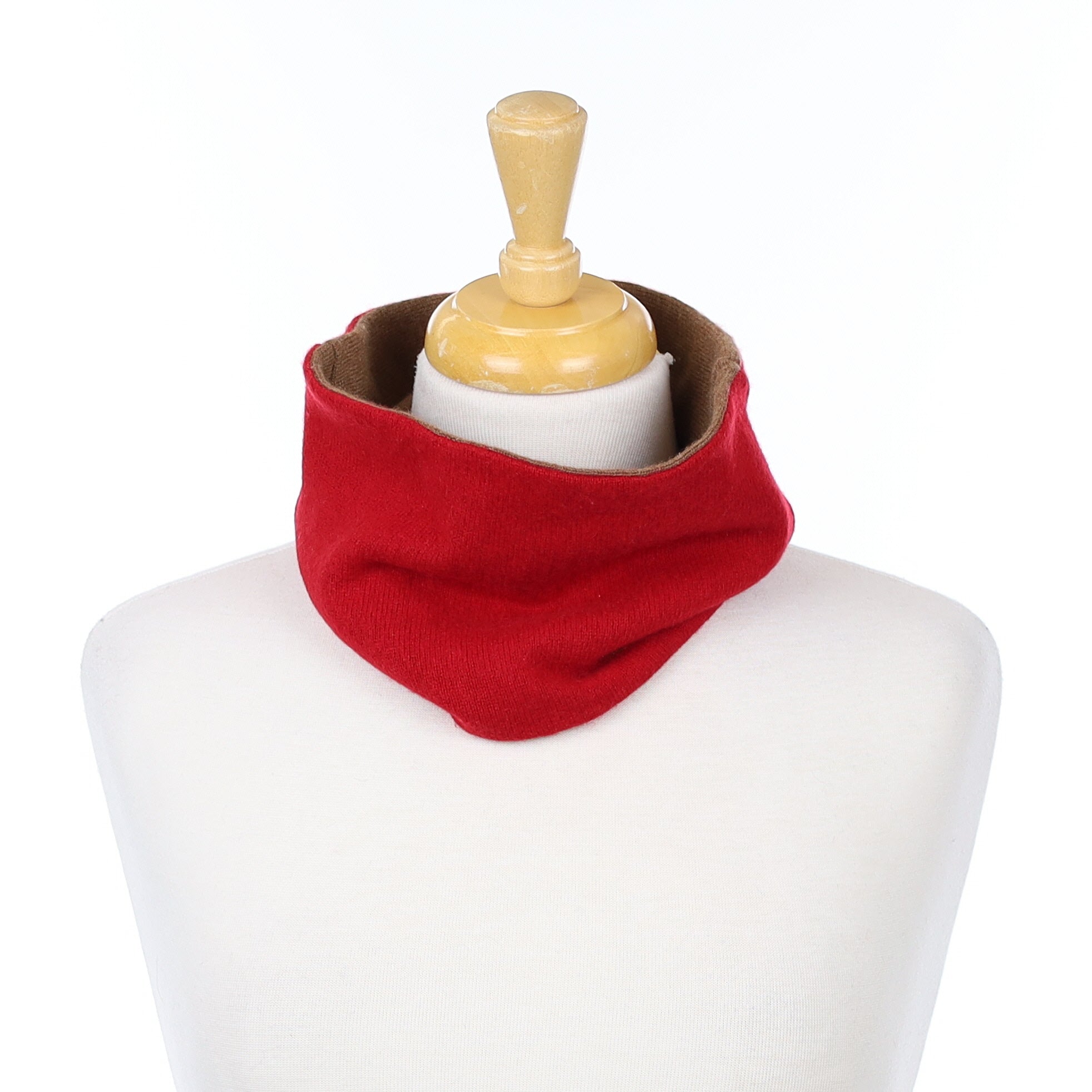 Postbox Red and Toffee Neck Warmer