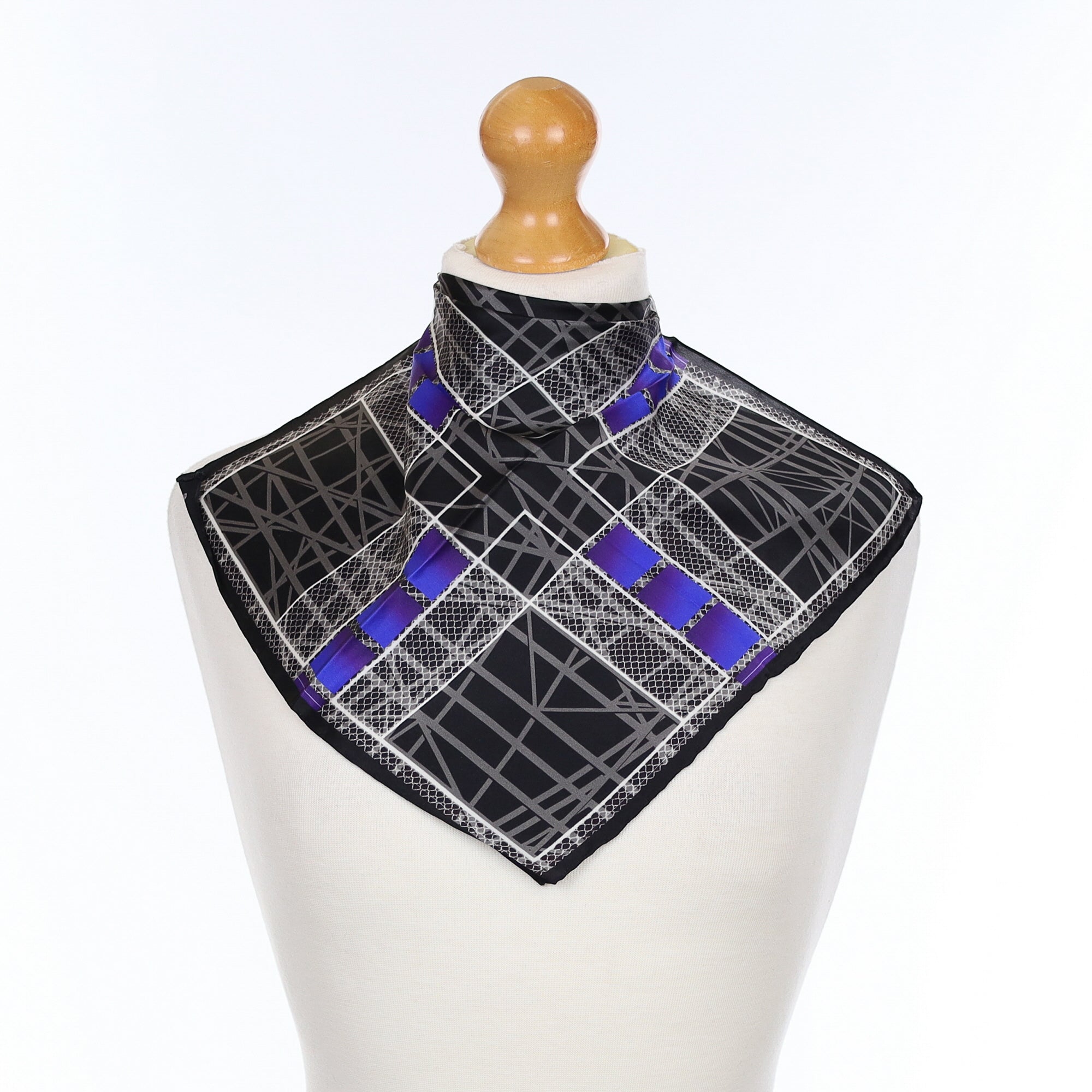 Urban Chintz Black, Grey and Blue Silk Scarf