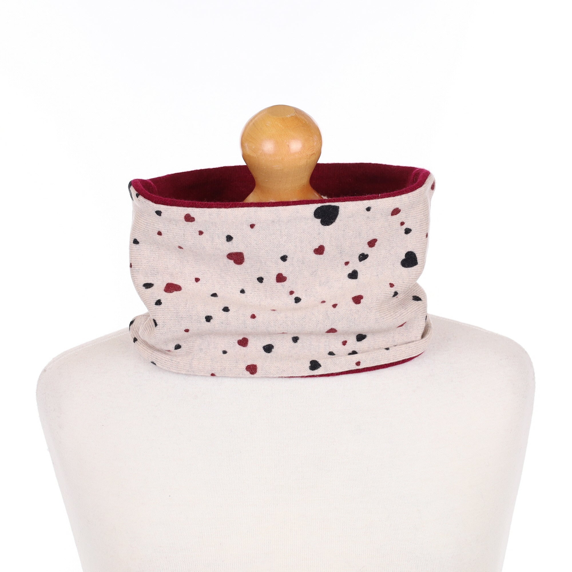 Grey and Red Love Heart Neck Warmer