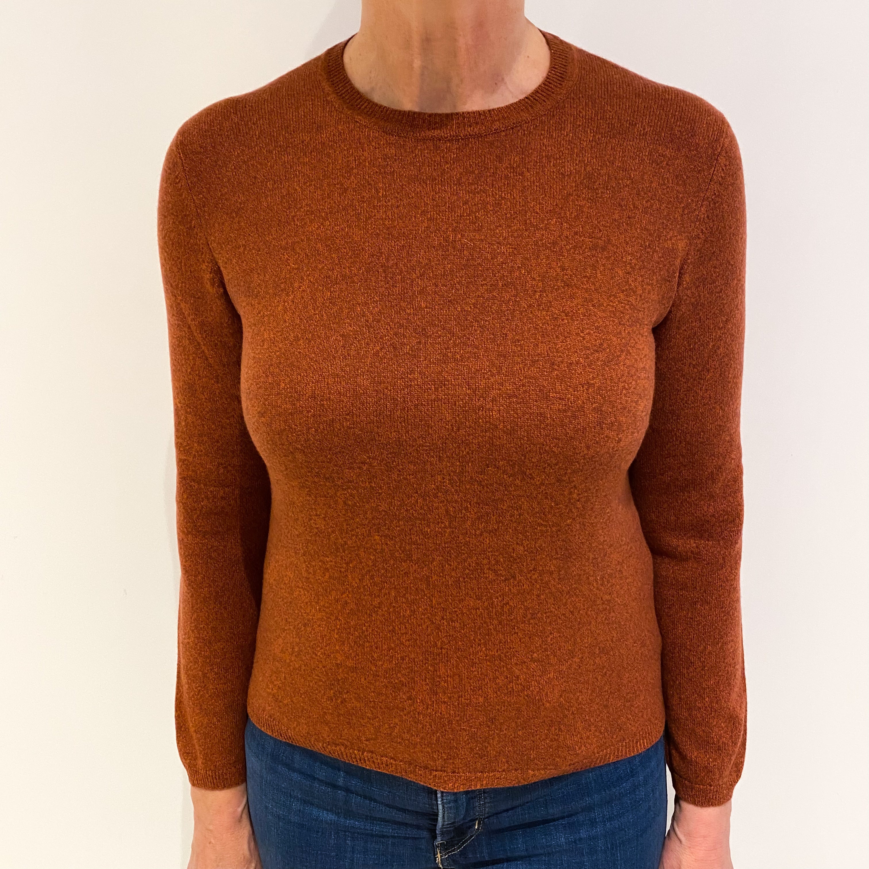 Rust Marl Cashmere Crew Neck Jumper Medium