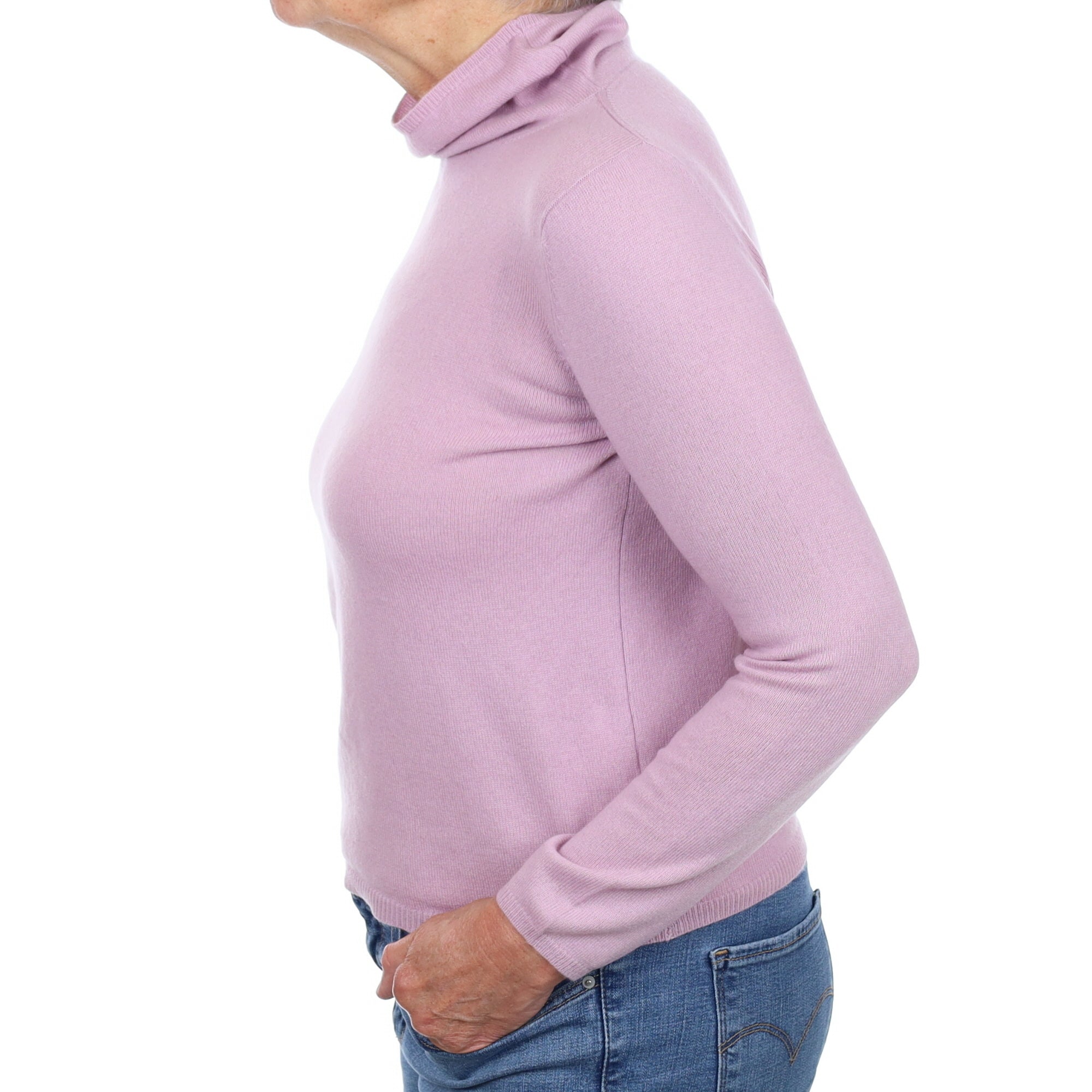 Mauve Purple Cashmere Funnel Neck Jumper Medium
