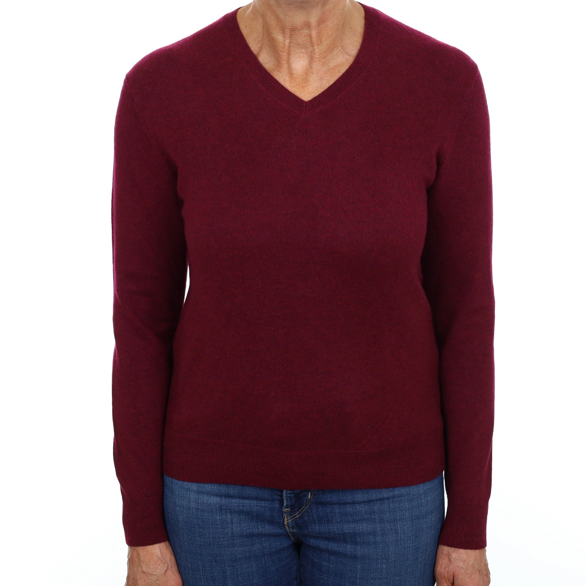 Mulberry Purple Cashmere V Neck Jumper Medium