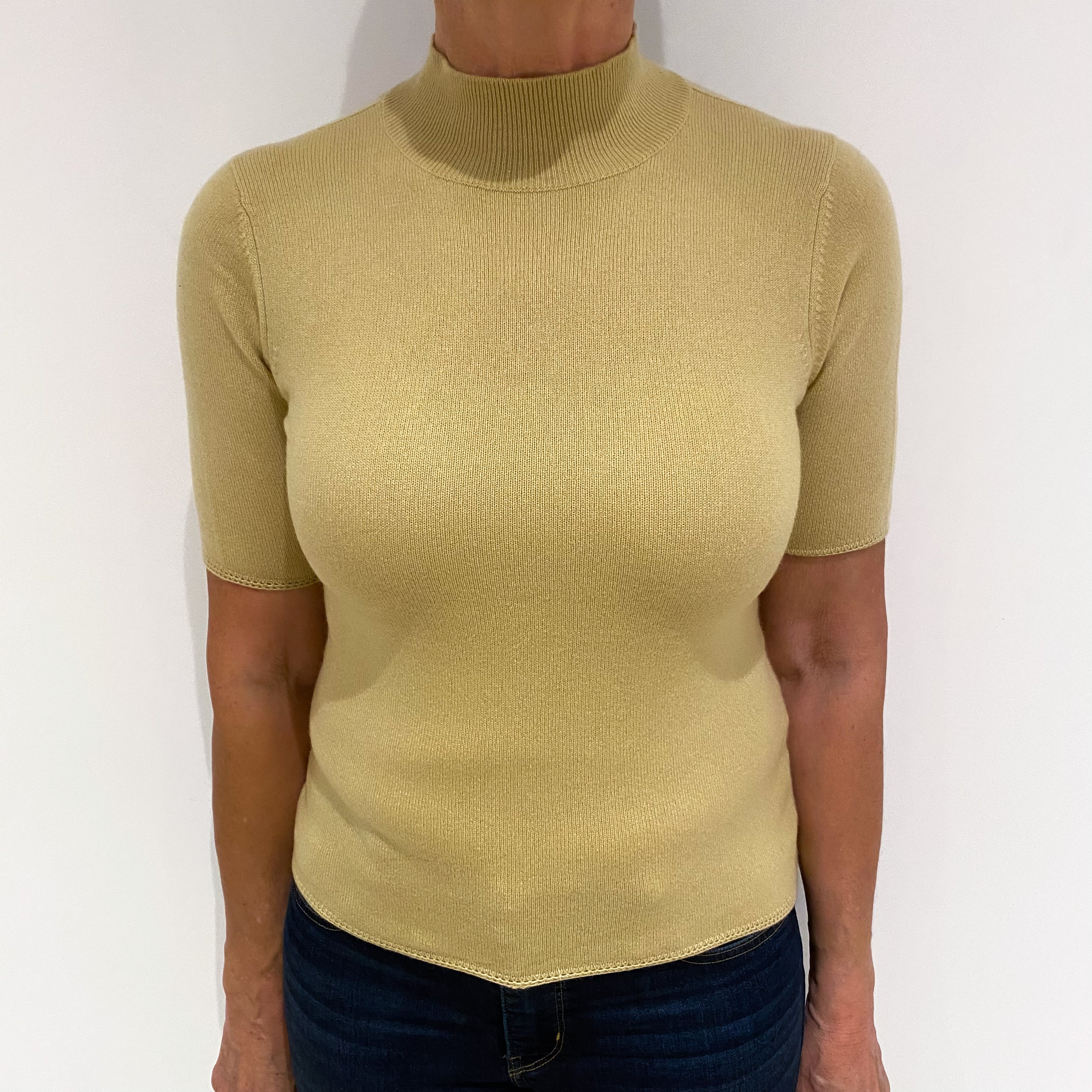 Golden Beige Cashmere Twin Set Cardigan Medium
