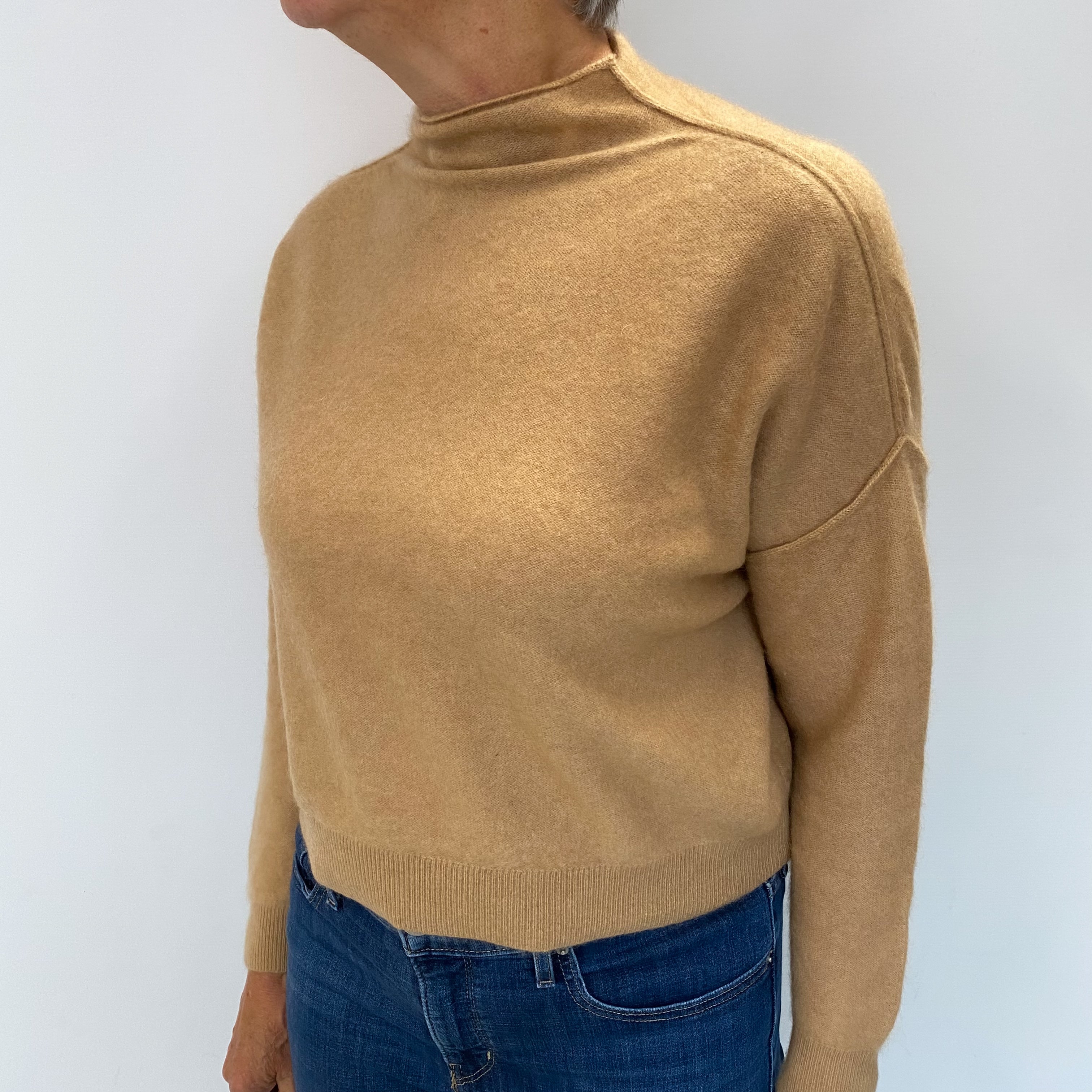Sand Beige Cashmere Turtle Neck Jumper Medium