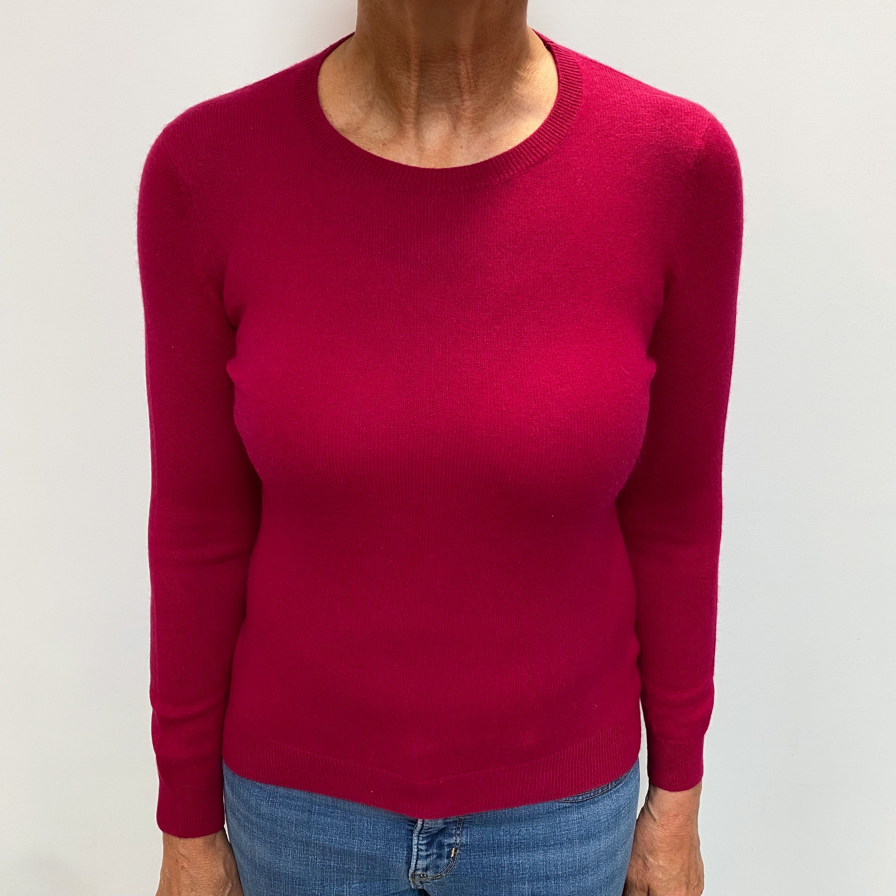 Cherry Pink Cashmere Crew Neck Jumper Medium Petite