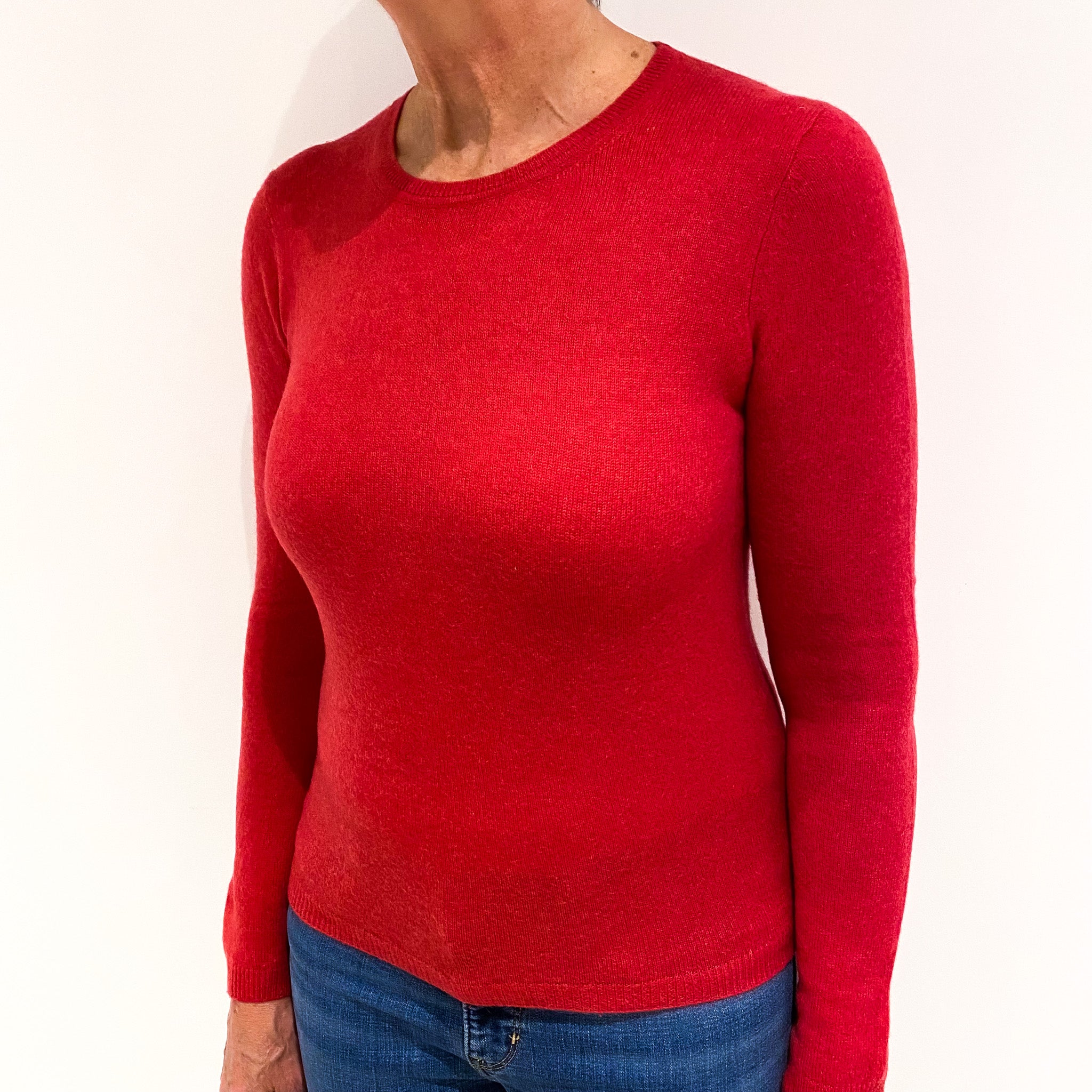 Raspberry Pink Cashmere Crew Neck Jumper Medium