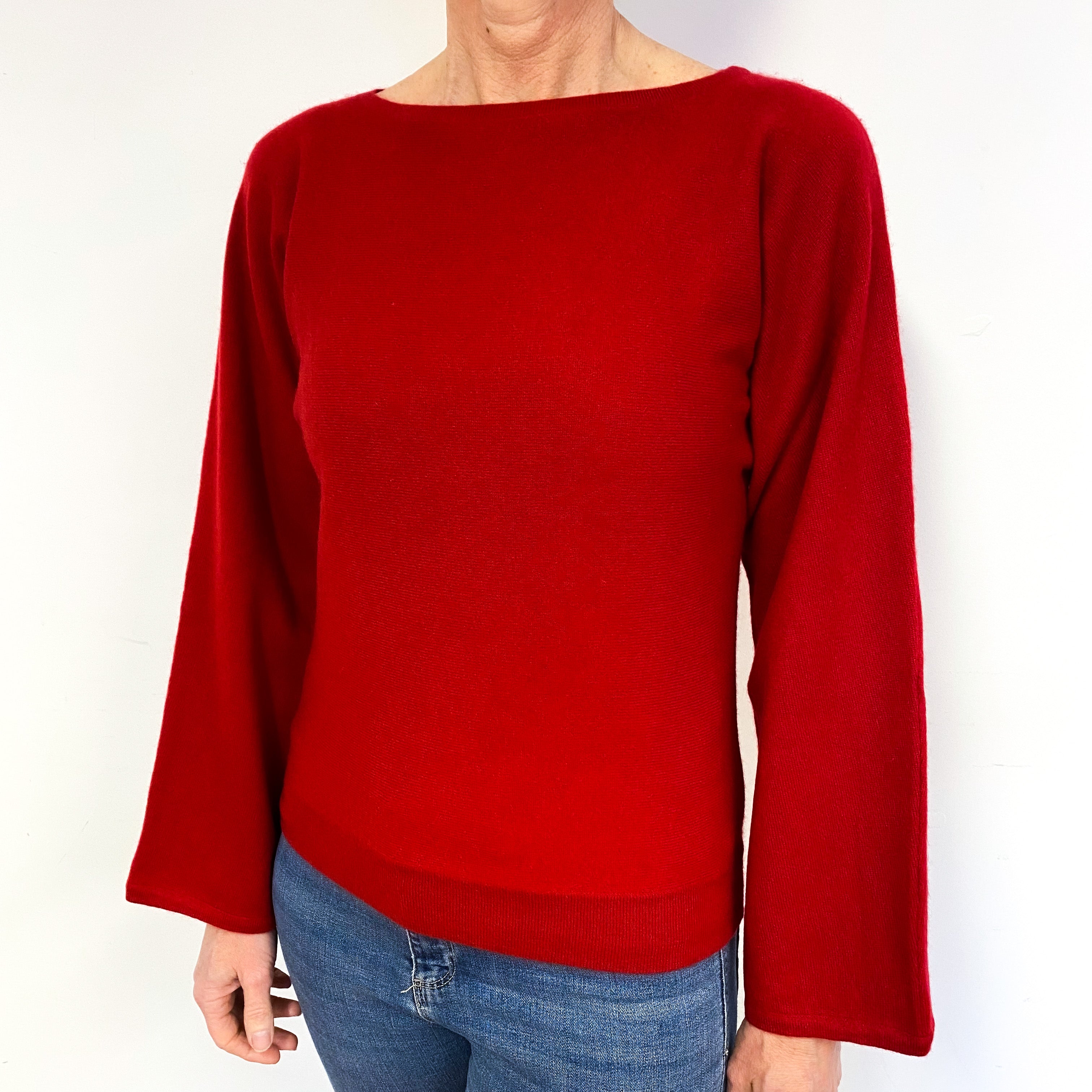 Crimson Red Cashmere Crew Neck Jumper Medium