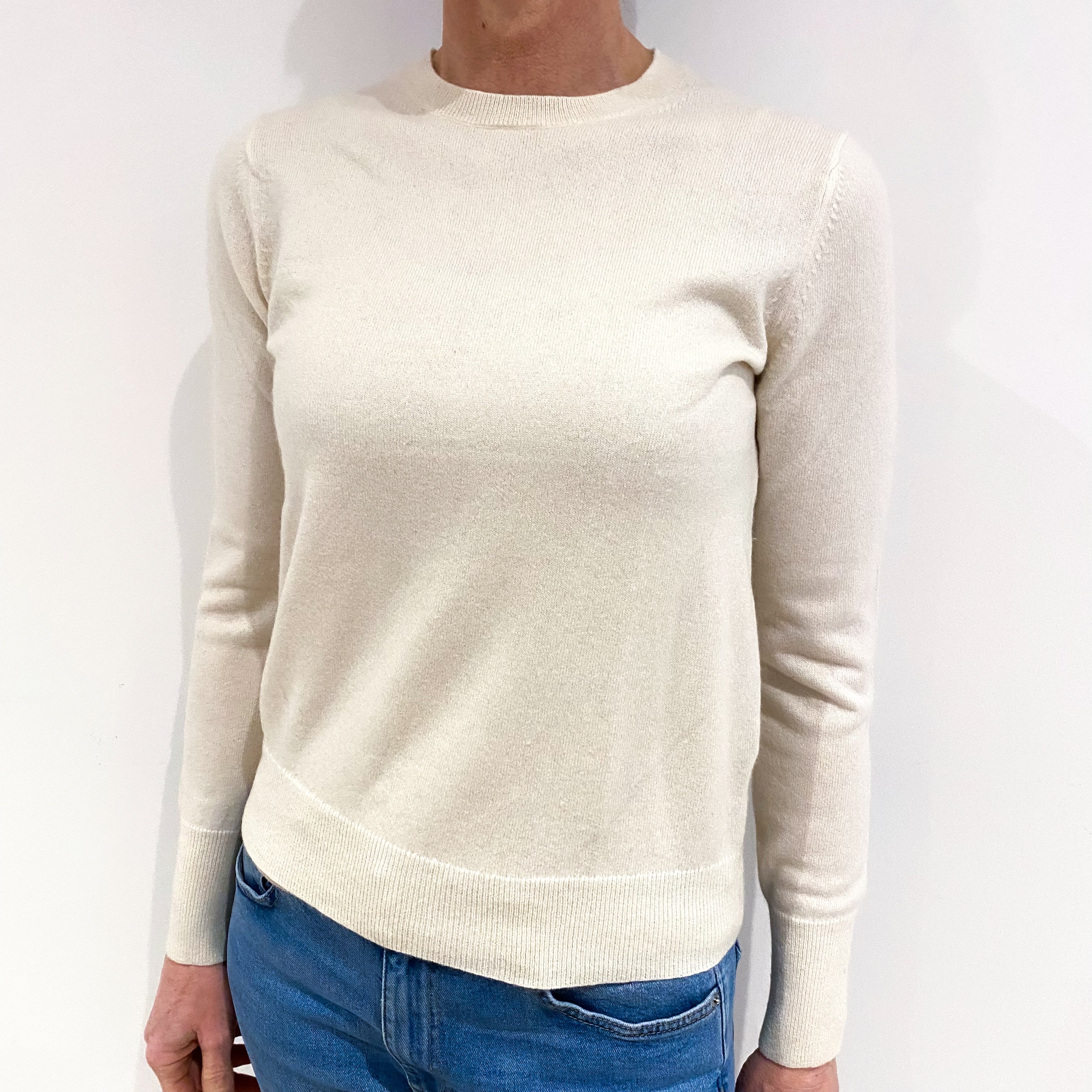 Winter White Cashmere Crew Neck Jumper Small