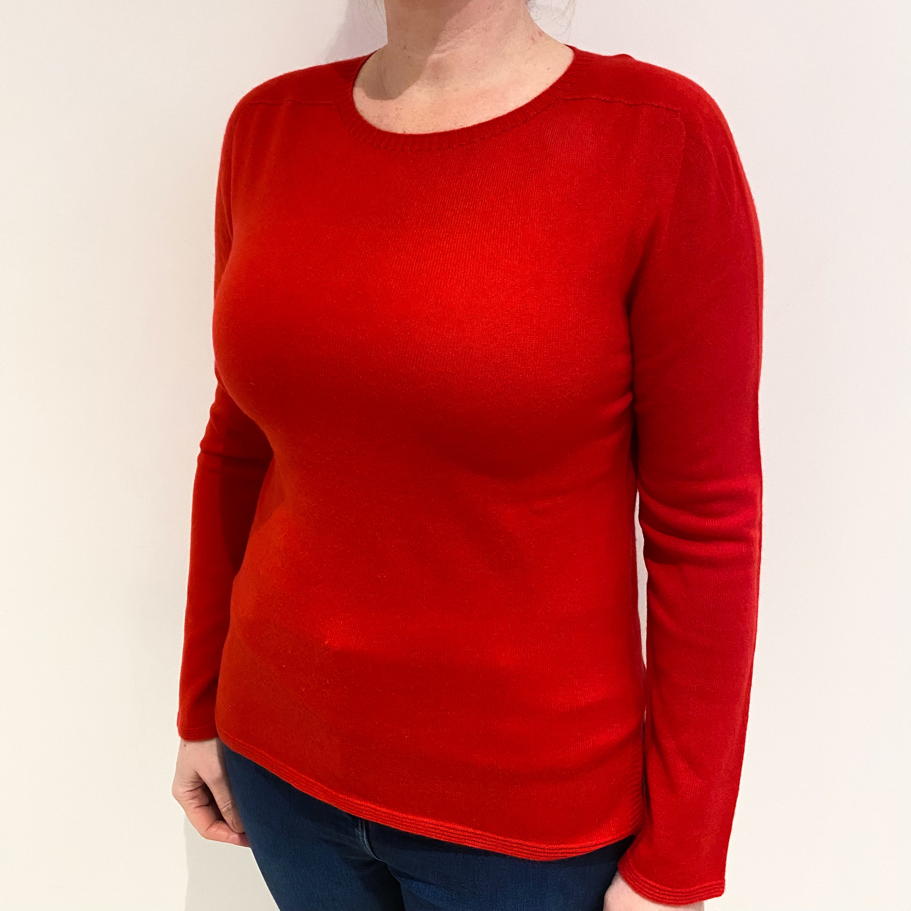 Johnston’s Scottish Scarlet Red Cashmere Crew Neck Jumper Large
