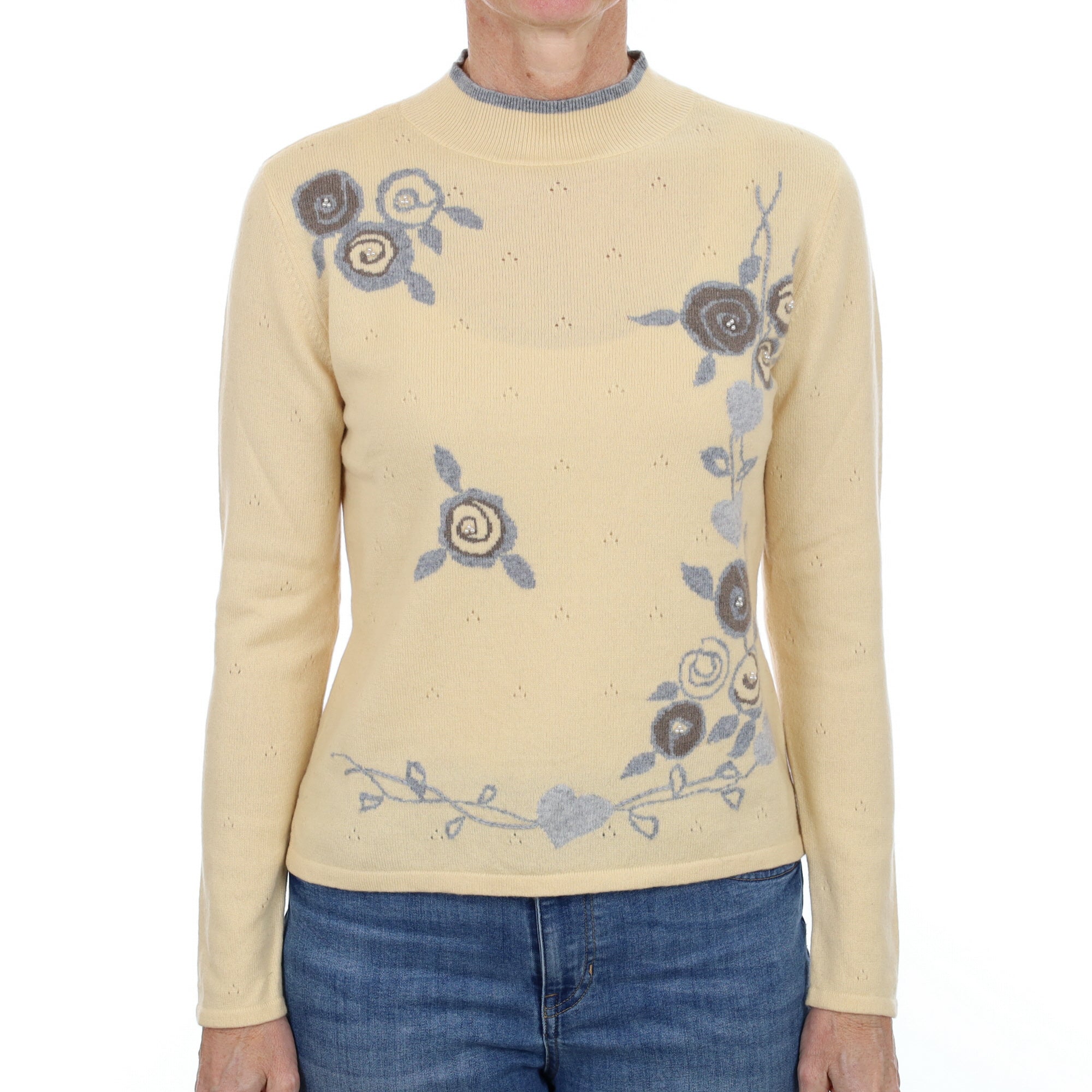 Buttermilk Yellow Cashmere Turtle Neck Jumper Small