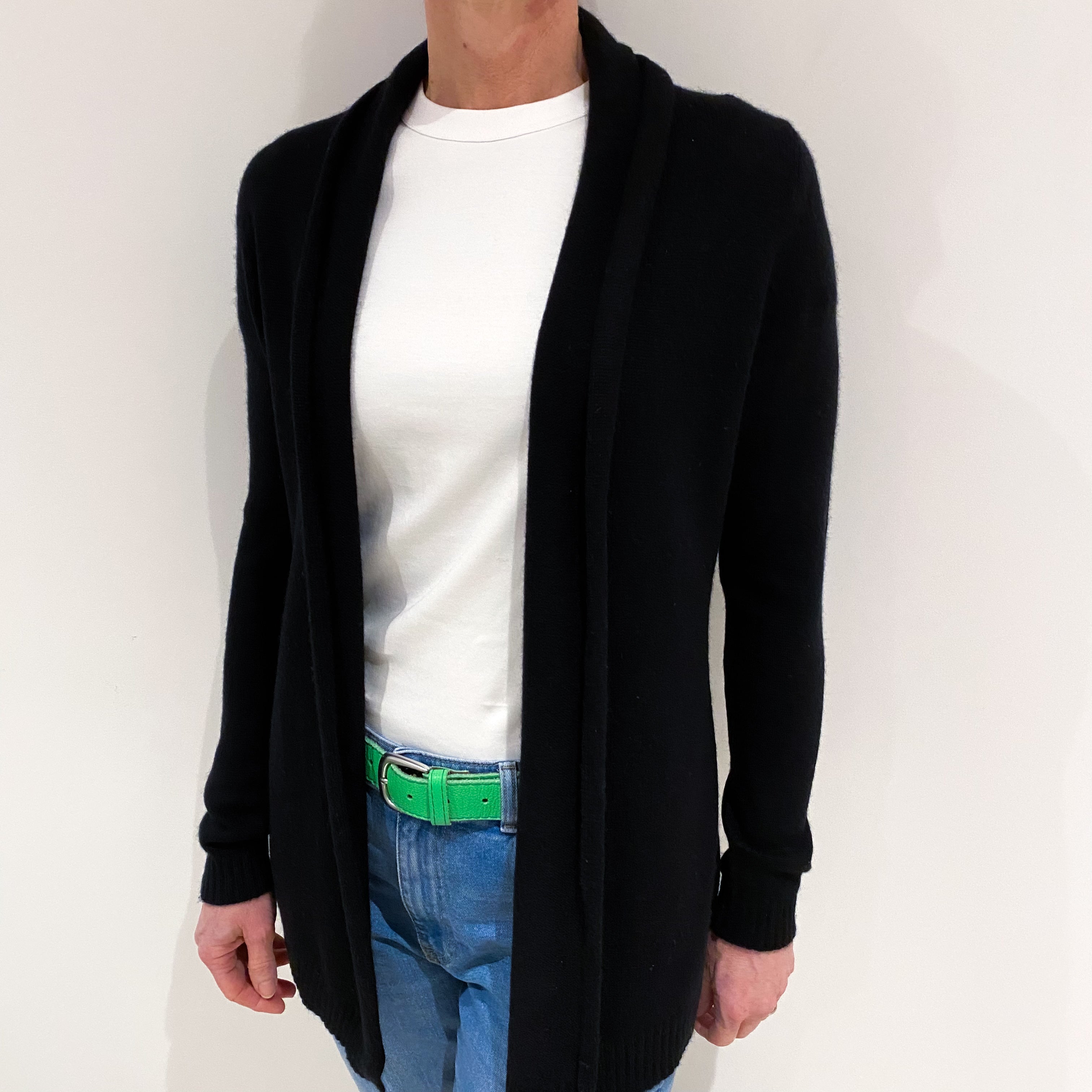 Black Cashmere Edge to Edge Cardigan Small