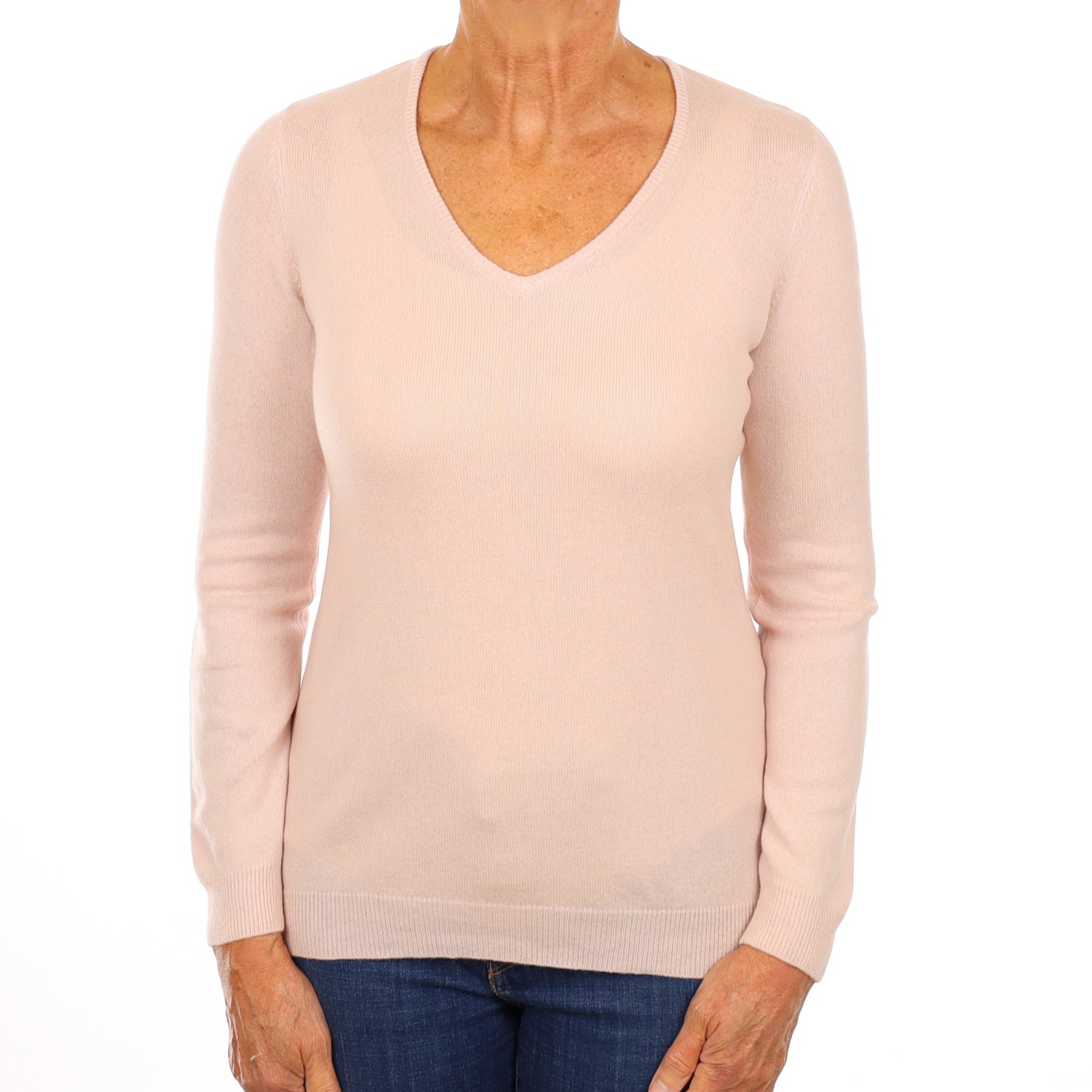 Ice Pink Cashmere V Neck Jumper Medium