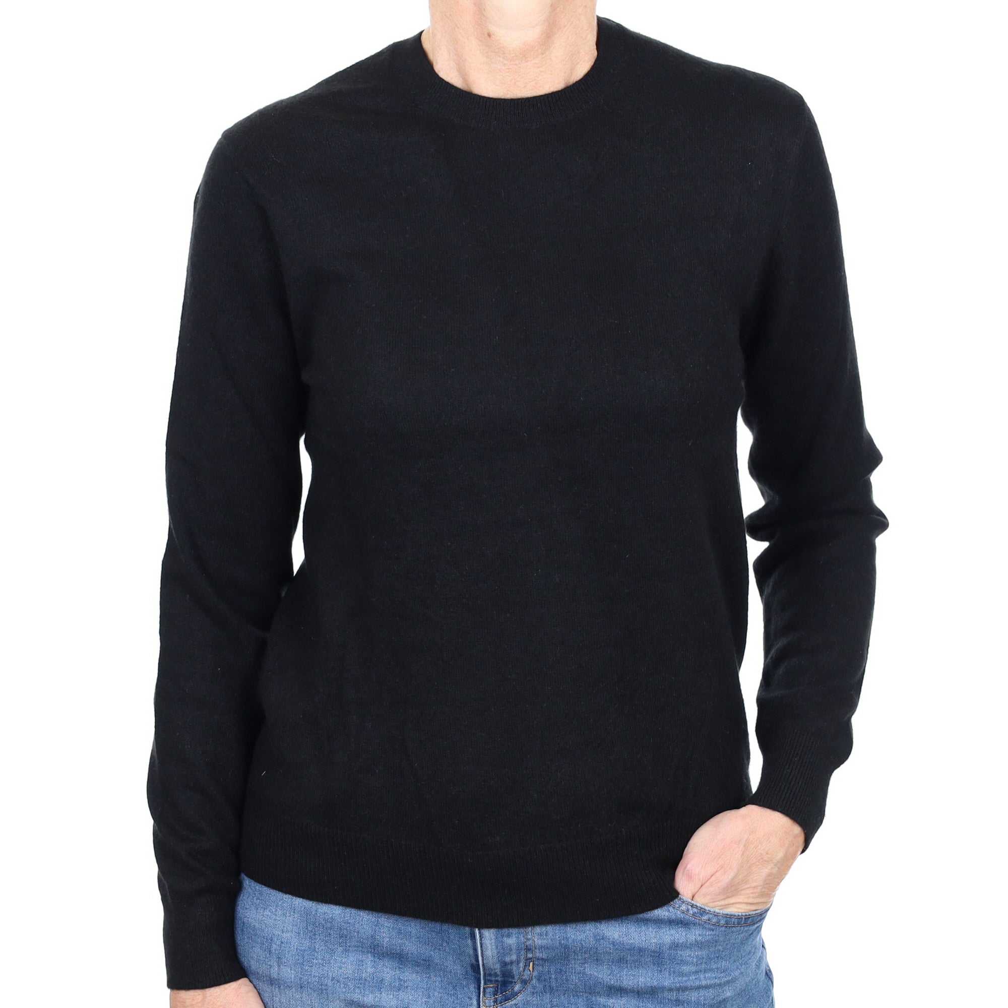 Black Cashmere Crew Neck Jumper Small