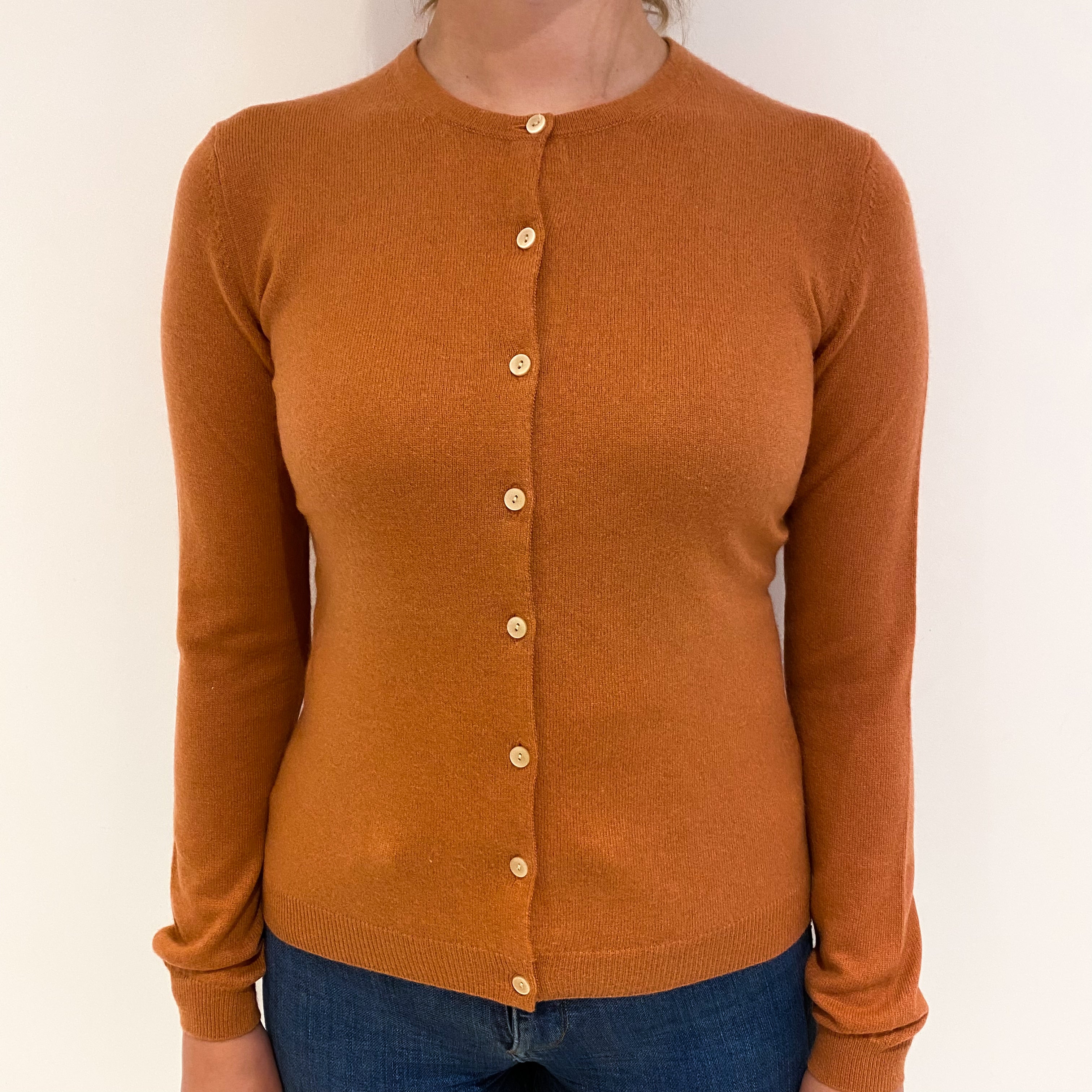 Pale Terracotta Cashmere Crew Cardigan Small