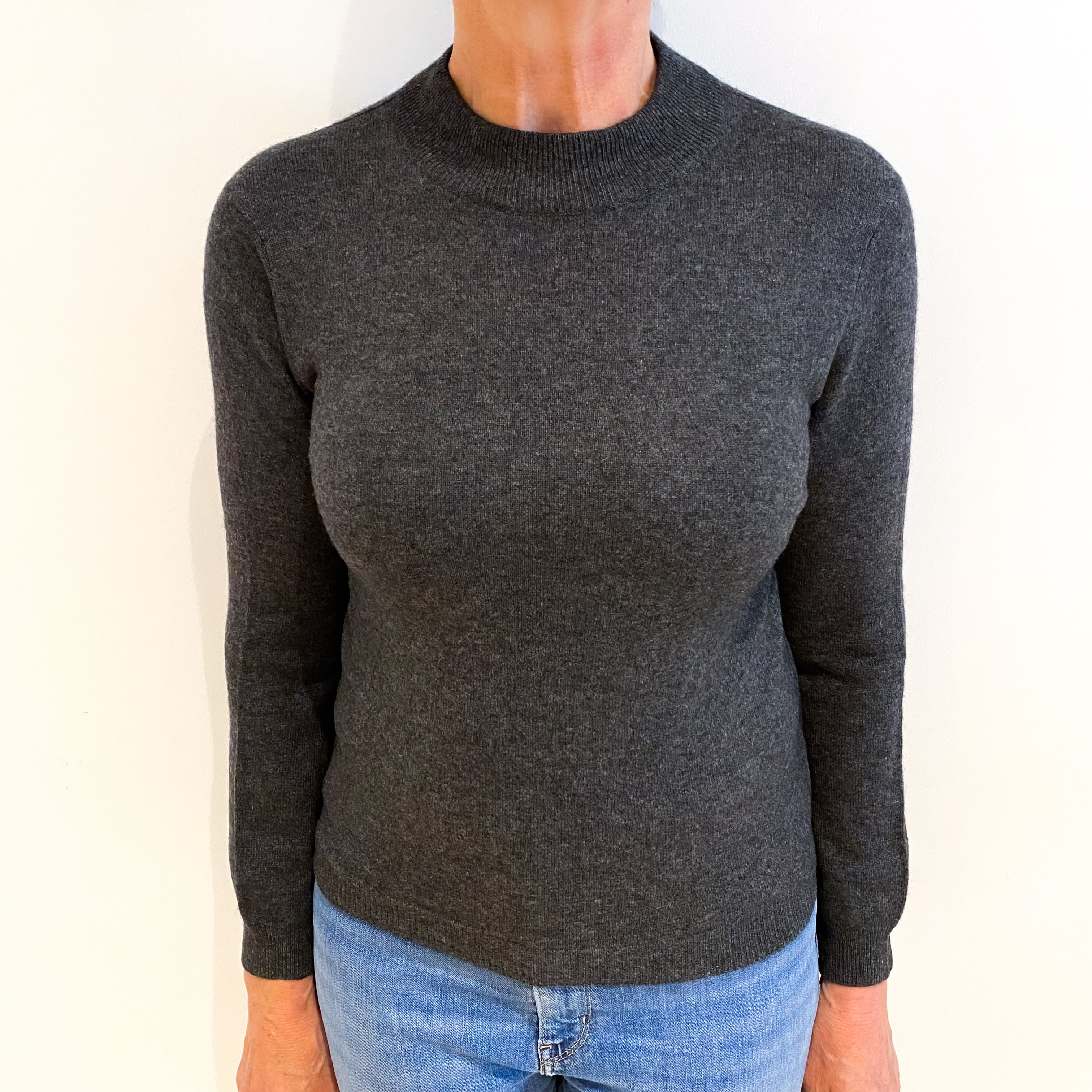 Slate Grey Cashmere Turtle Neck Jumper Medium