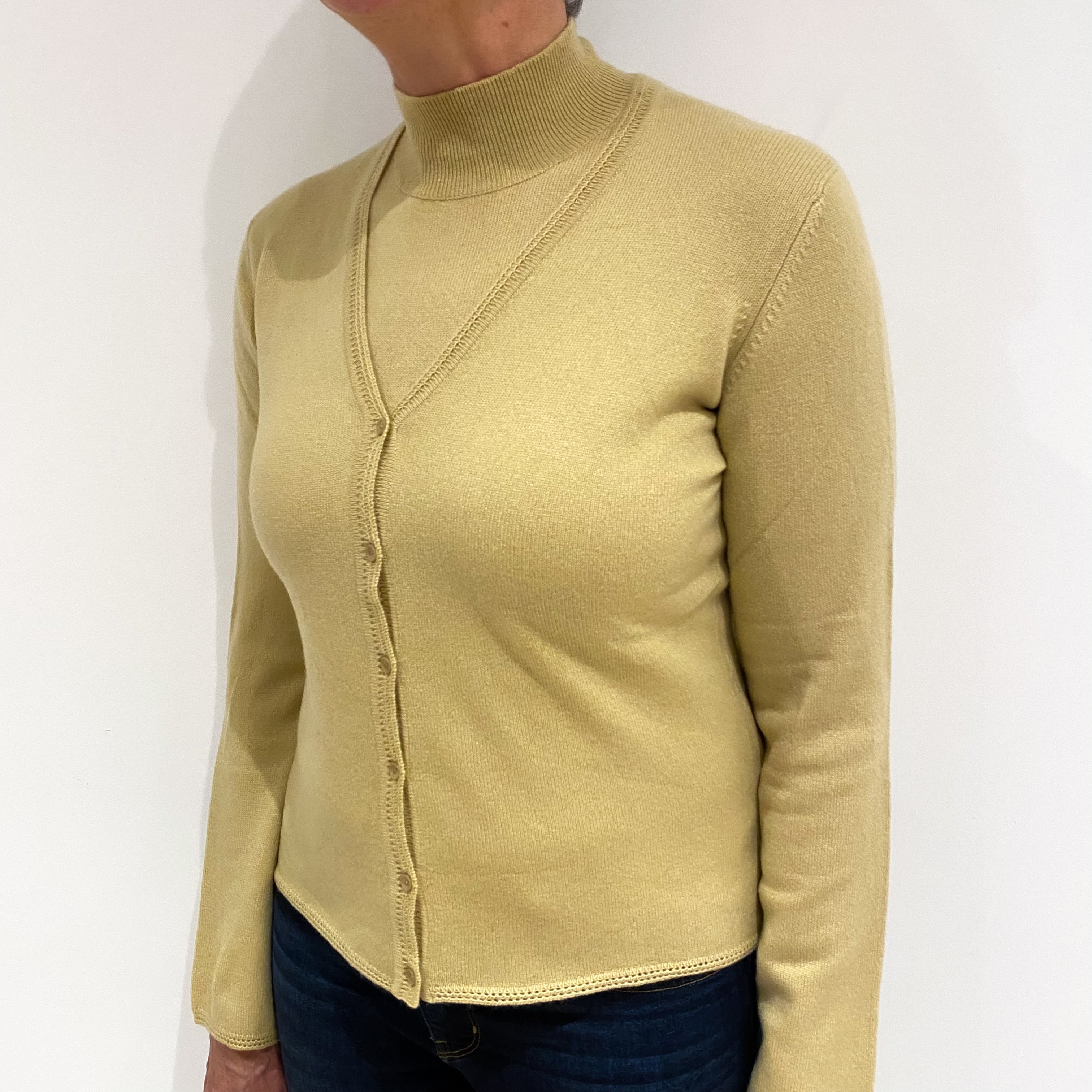 Golden Beige Cashmere Twin Set Cardigan Medium