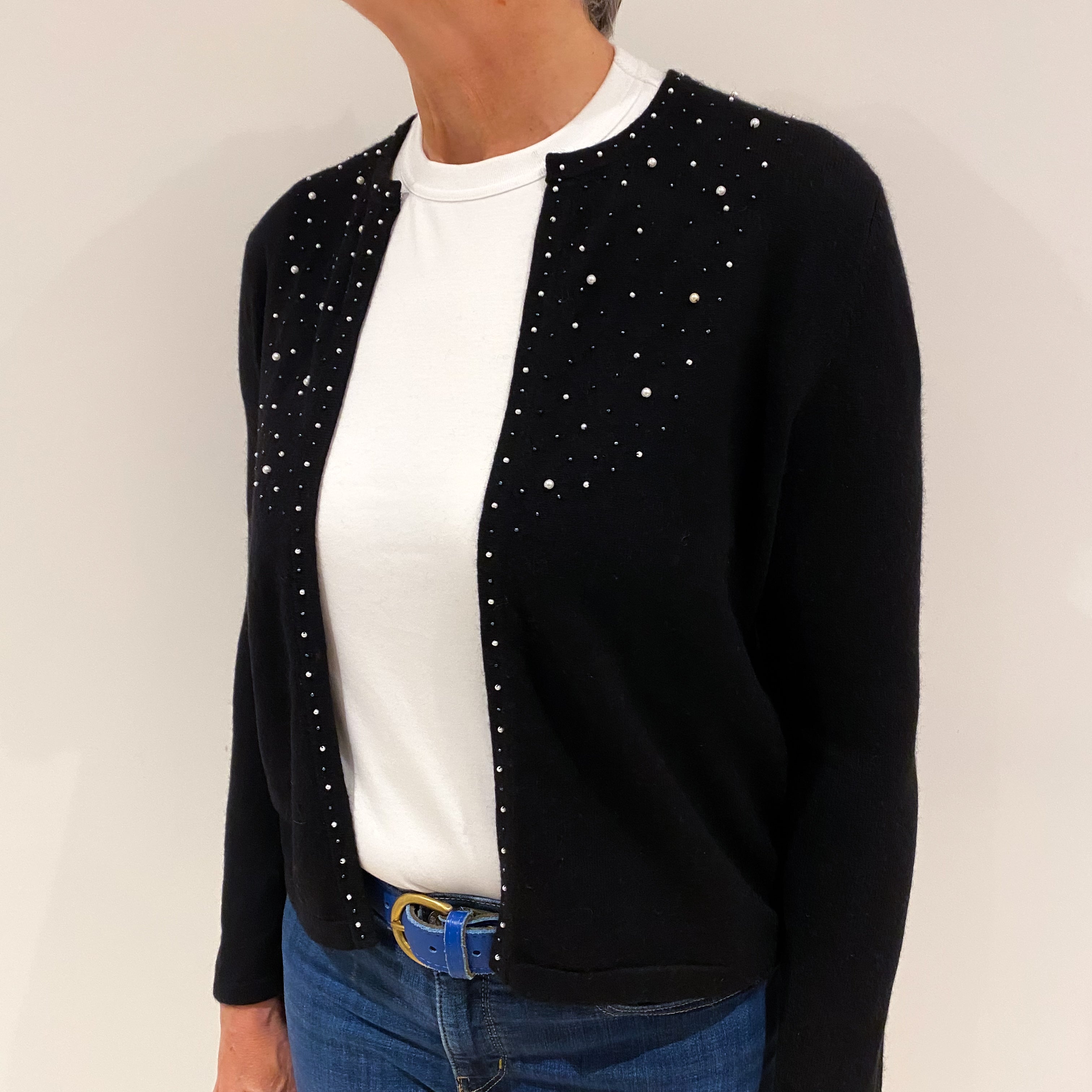 Black Cashmere Generous Fit Cardigan Medium
