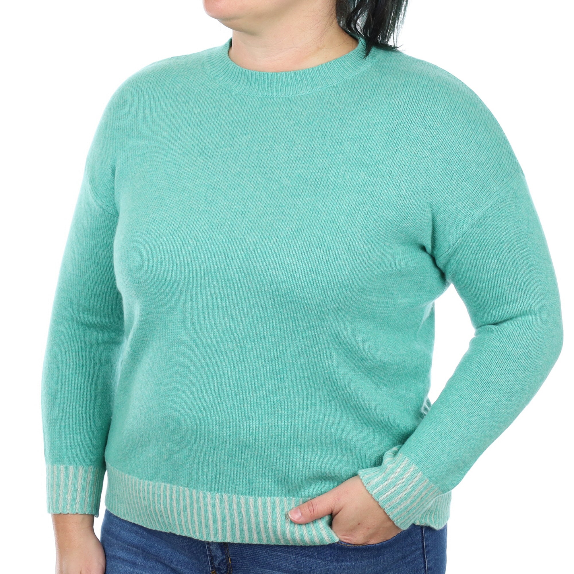 Sea Green Cashmere Crew Neck Jumper Large