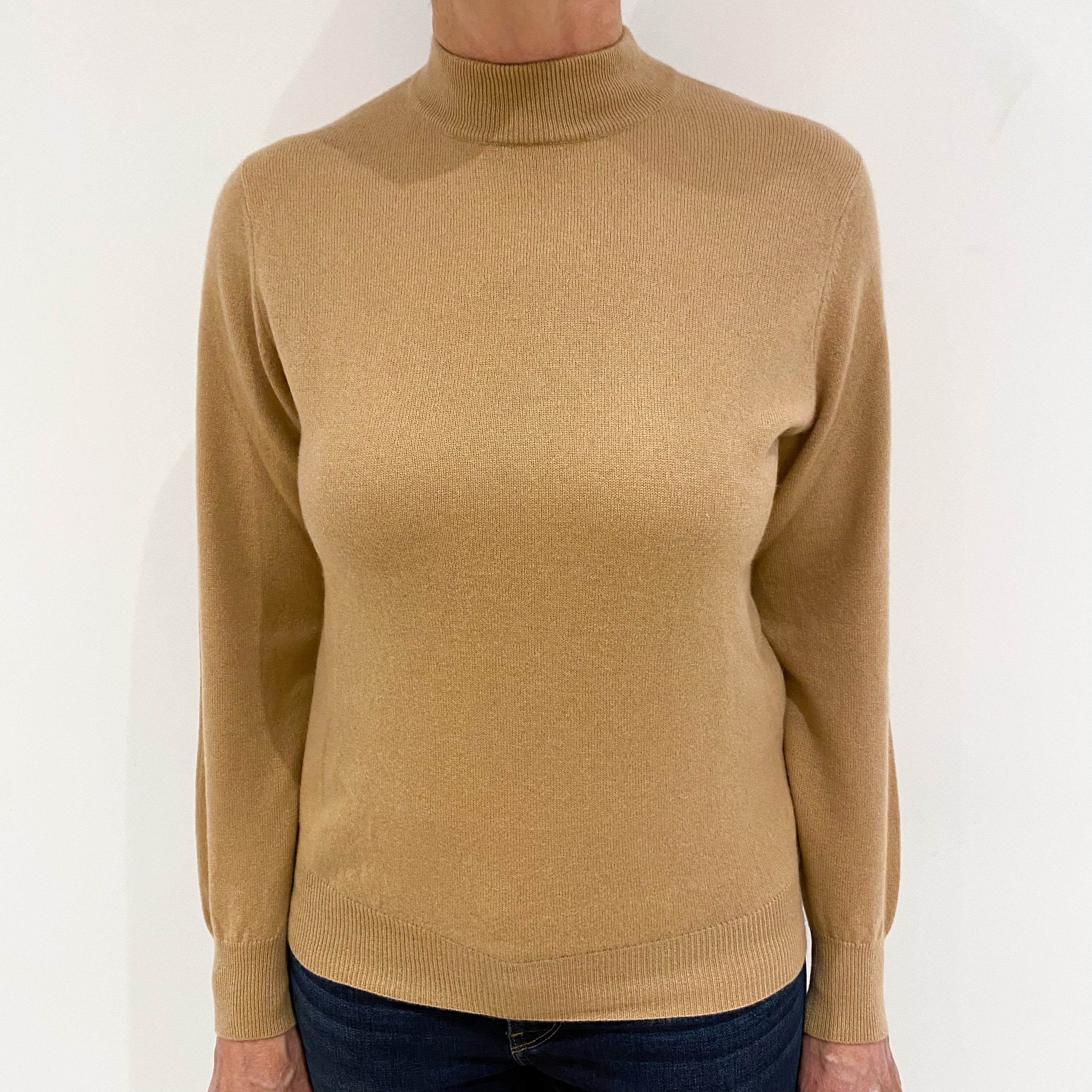 Camel Cashmere Turtle Neck Jumper Medium