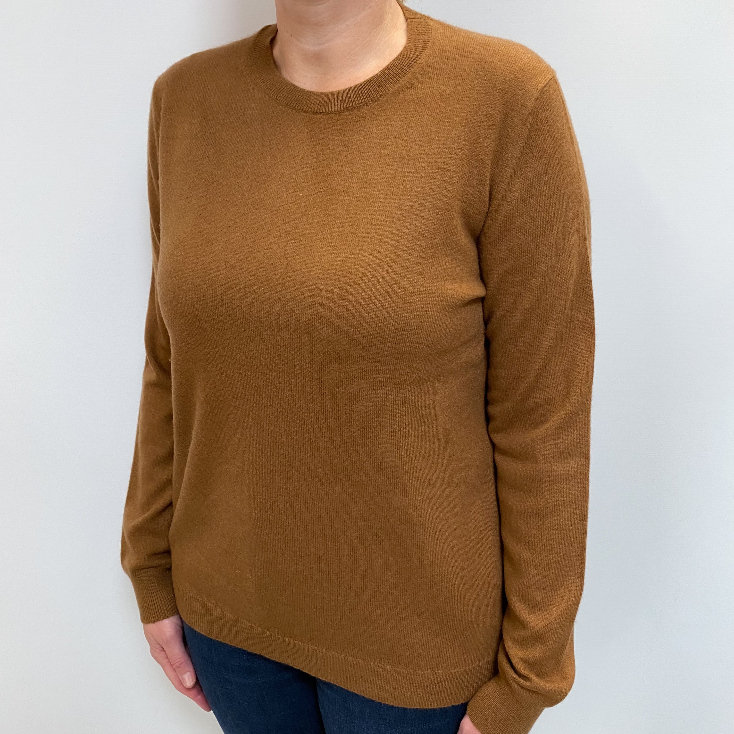 Cinnamon Brown Cashmere Crew Neck Jumper Large