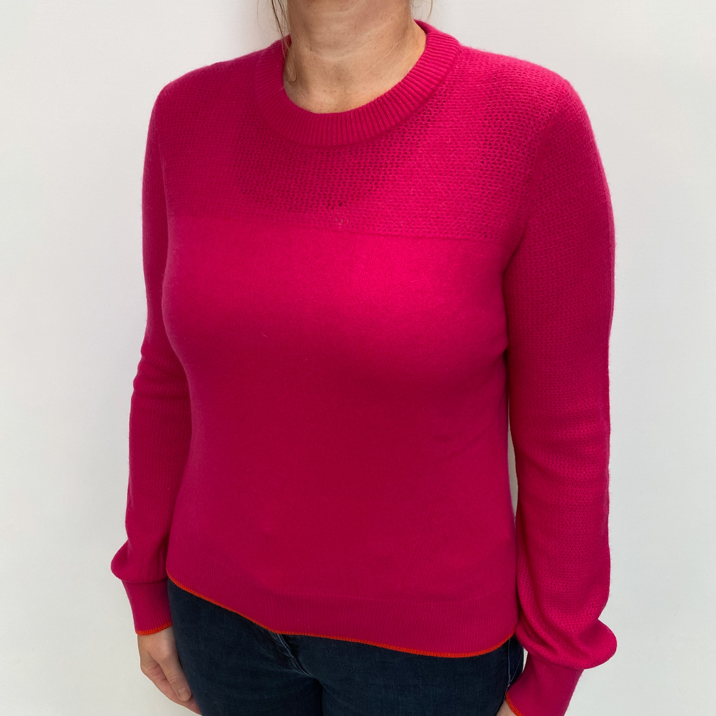 Rag & Bone Fuchsia Pink Cashmere Crew Neck Jumper Large