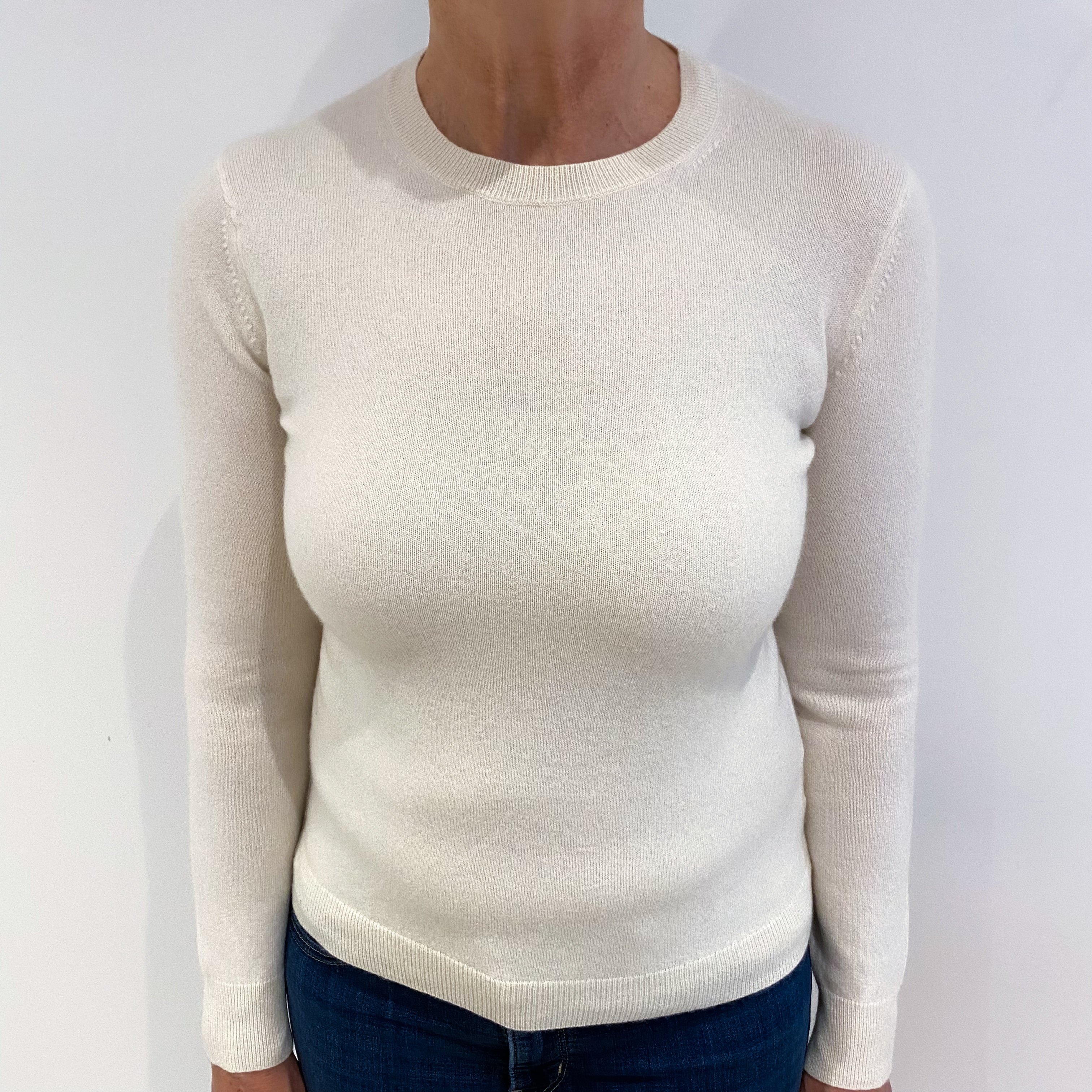Vanilla Cream Cashmere Crew Neck Jumper Medium