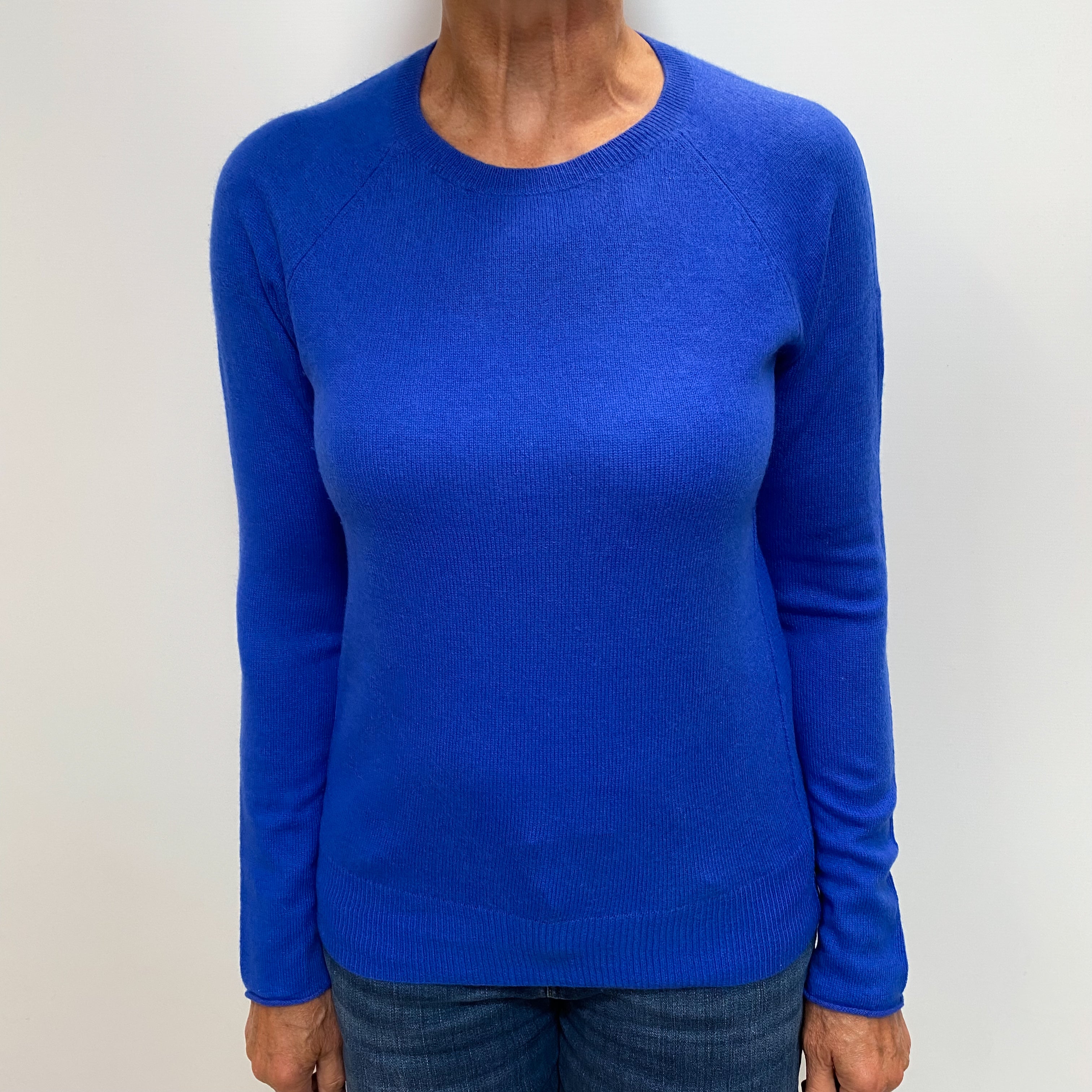Cobalt Blue Cashmere Crew Neck Jumper Medium