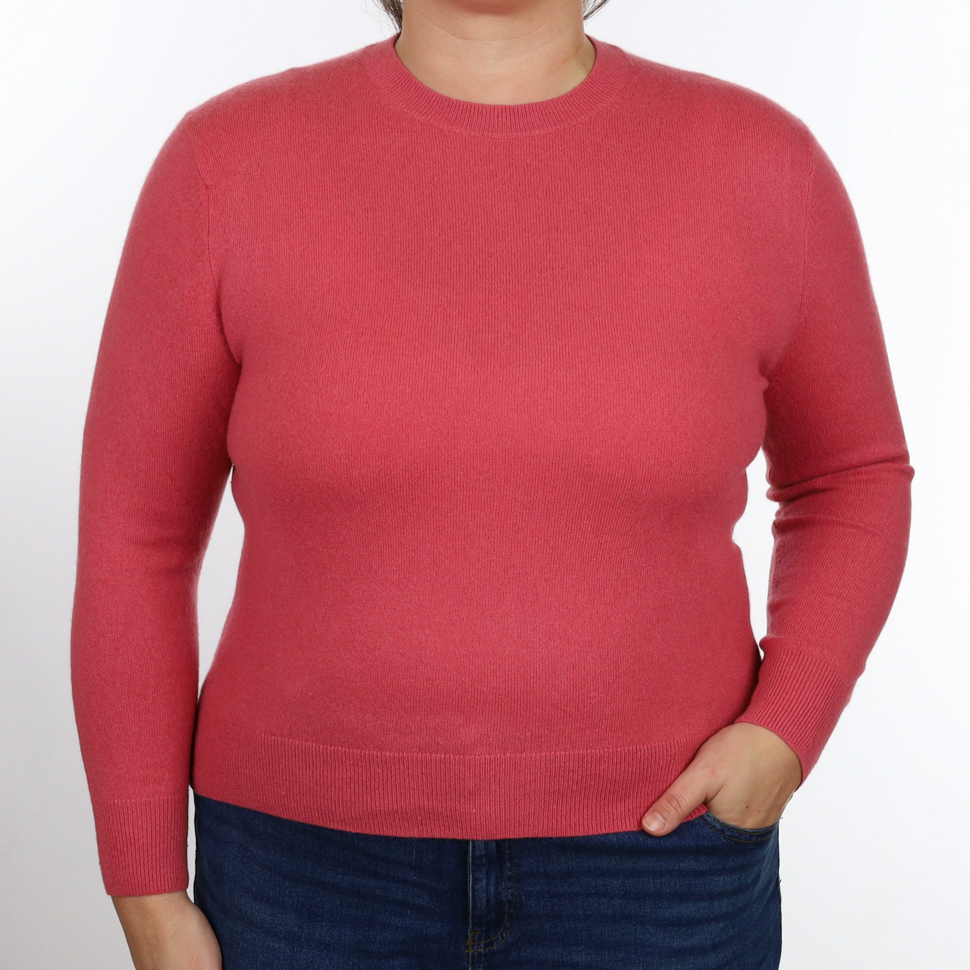 Loganberry Pink Cashmere Crew Neck Jumper Large