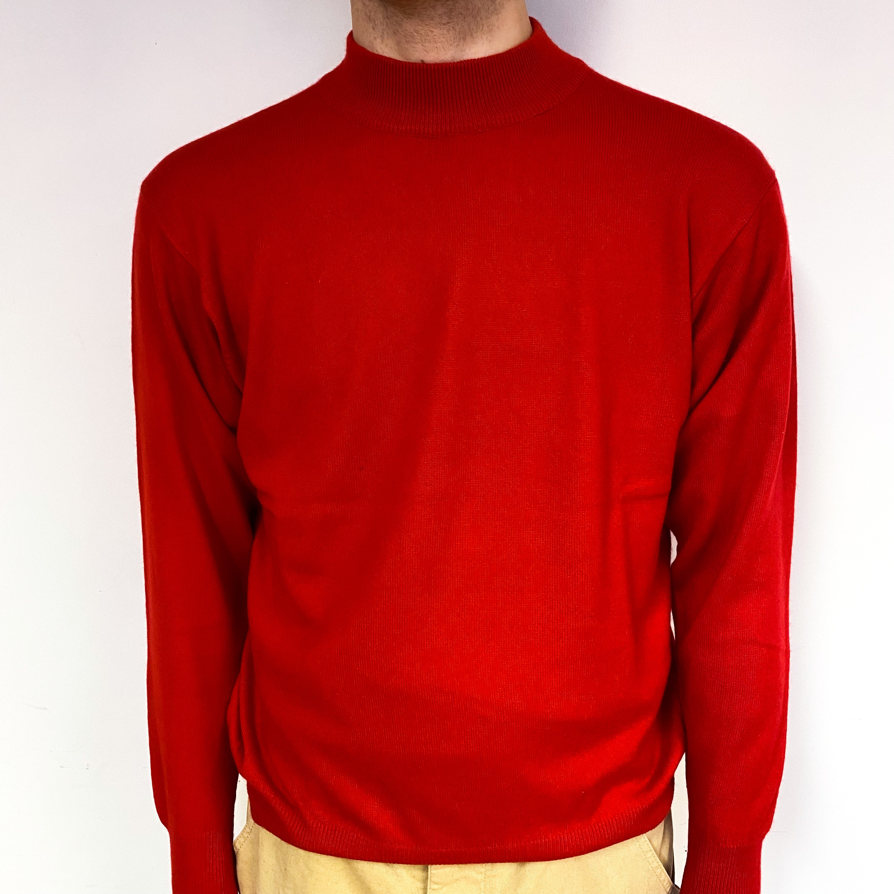 Men's Berry Red Cashmere Crew Neck Jumper Large