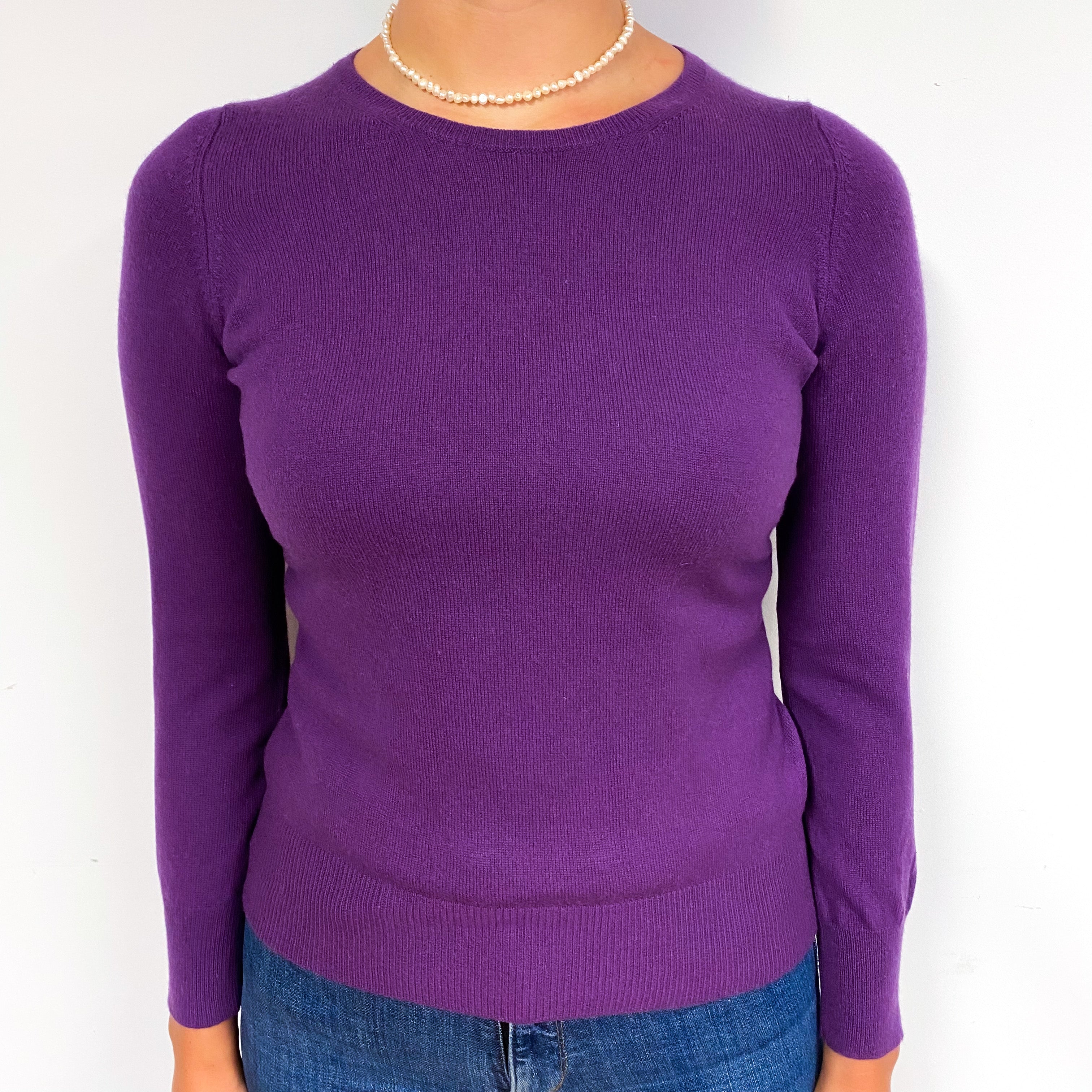 Plum Purple Cashmere Crew Neck Jumper Small