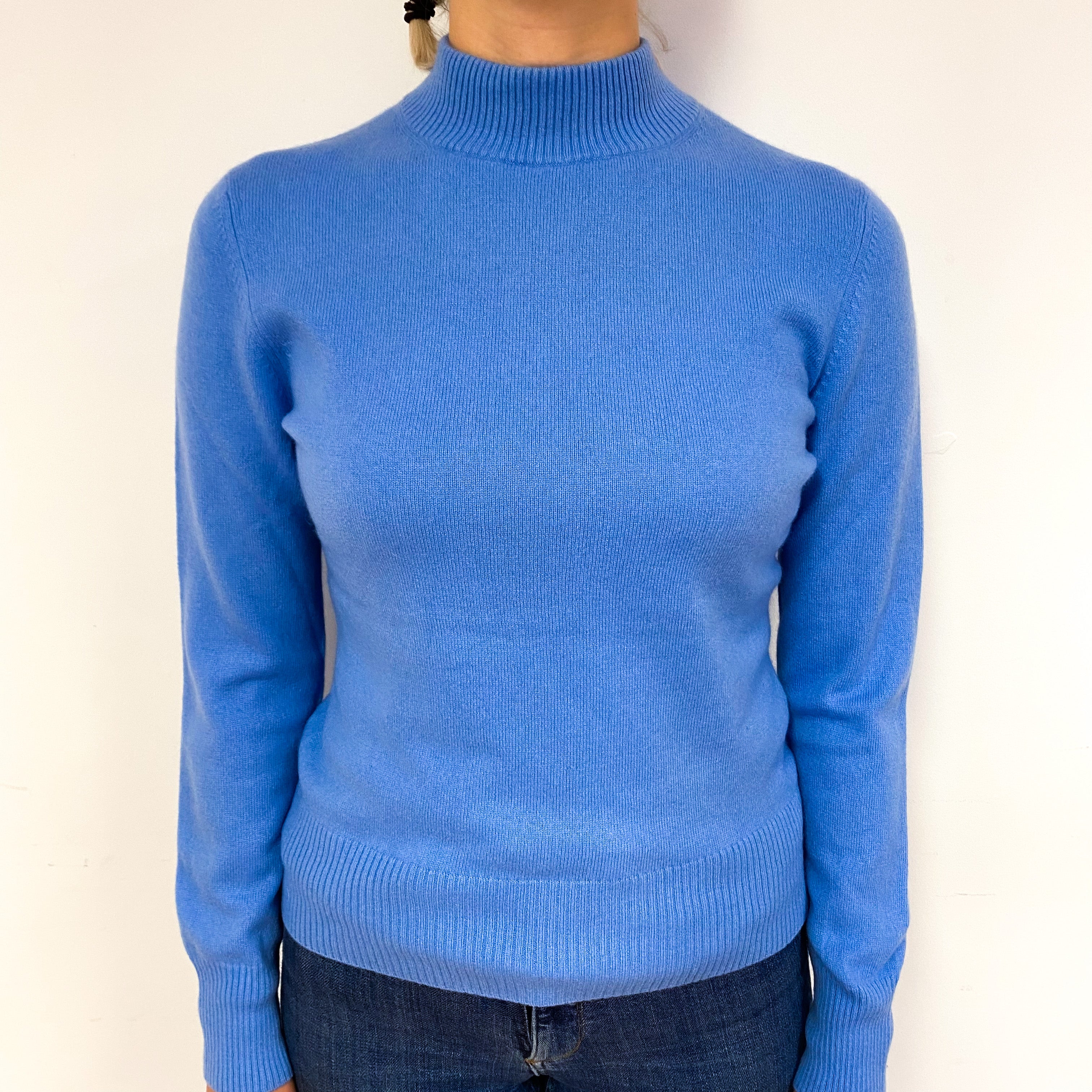 Sky Blue Cashmere Turtle Neck Jumper Small