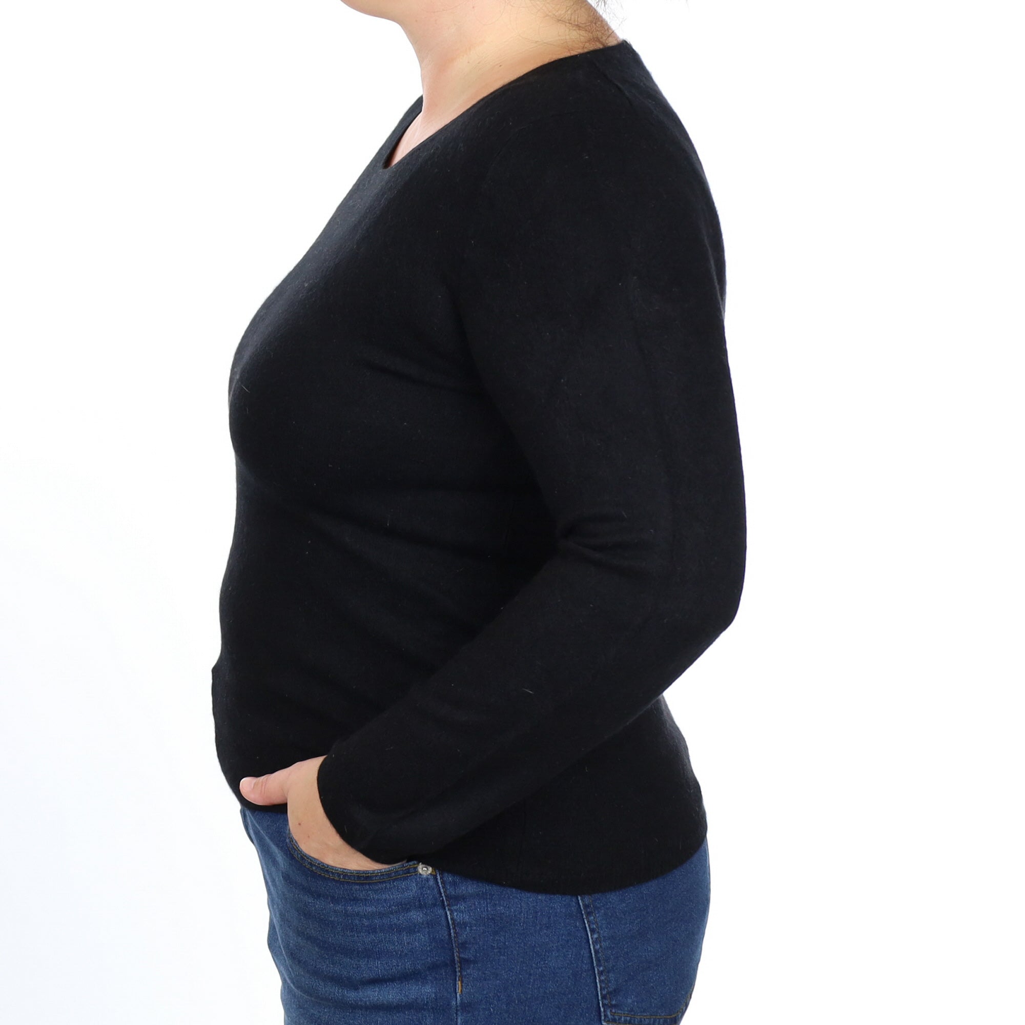 Black Cashmere Crew Neck Jumper Large