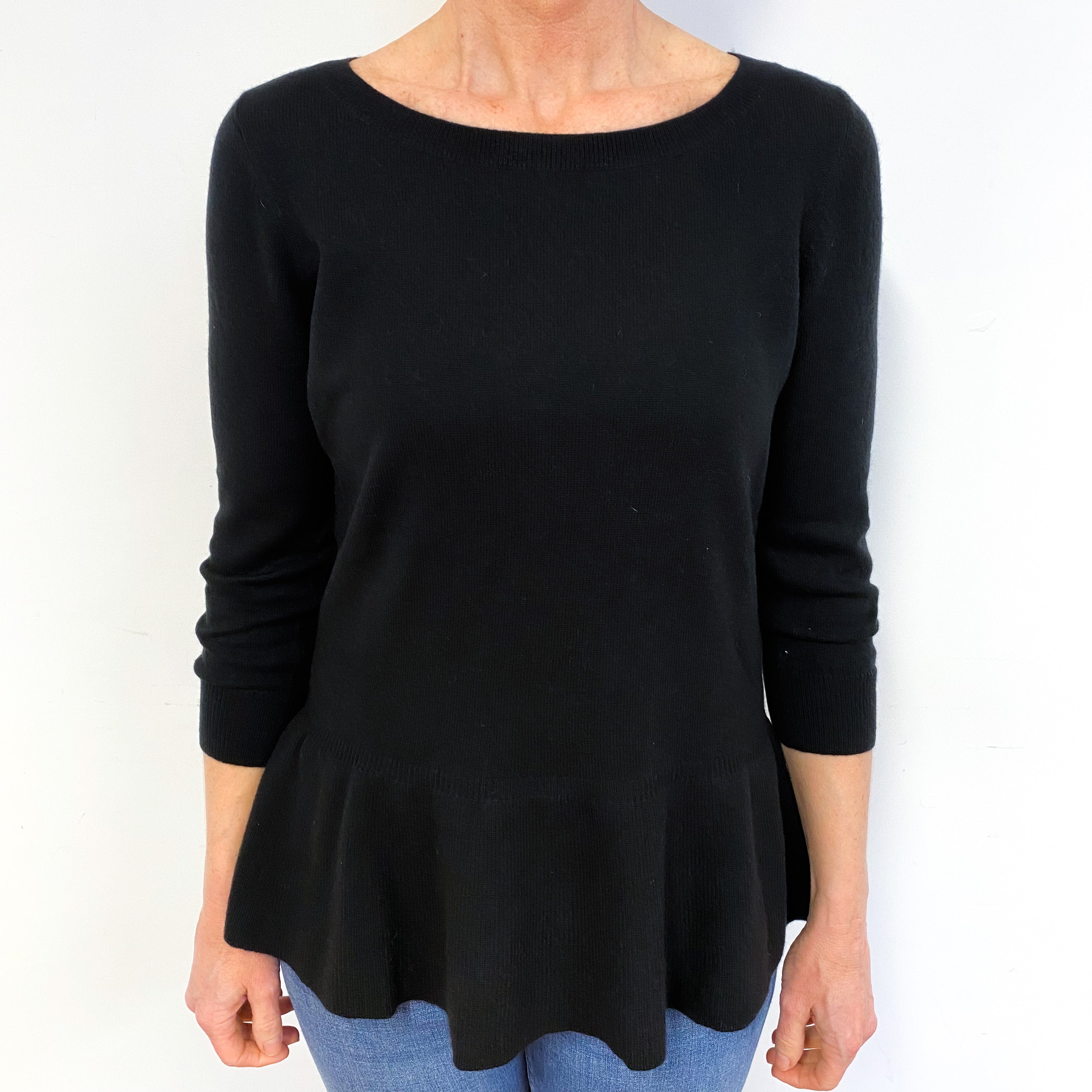 Black Cashmere Crew Neck Jumper Medium