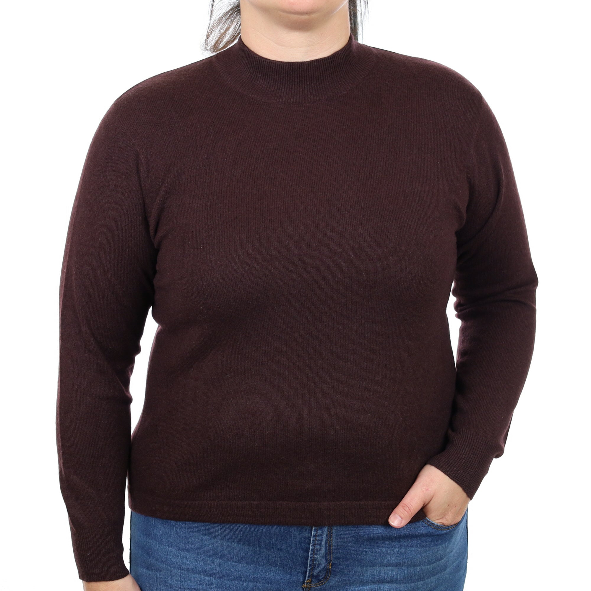 Aubergine Purple Cashmere Turtle Neck Jumper Large