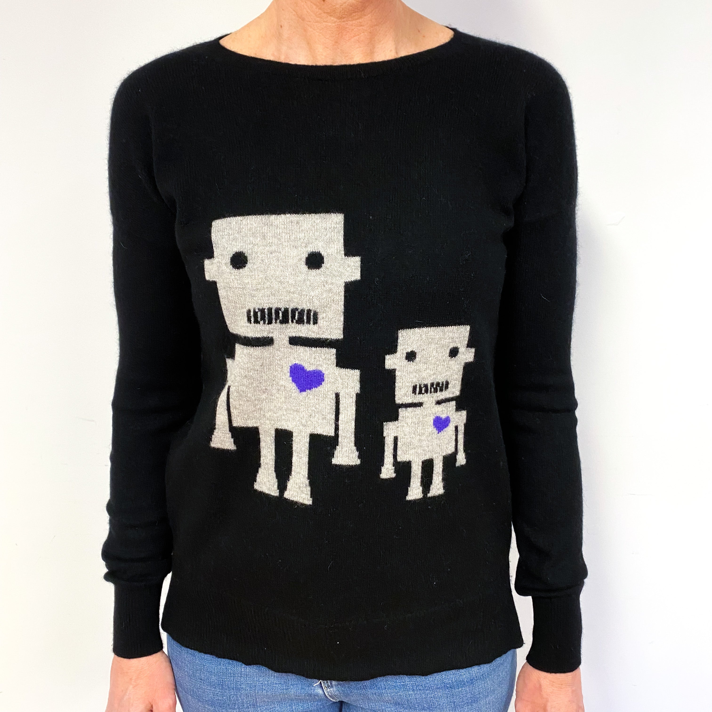 Black Cashmere Crew Neck Jumper Medium