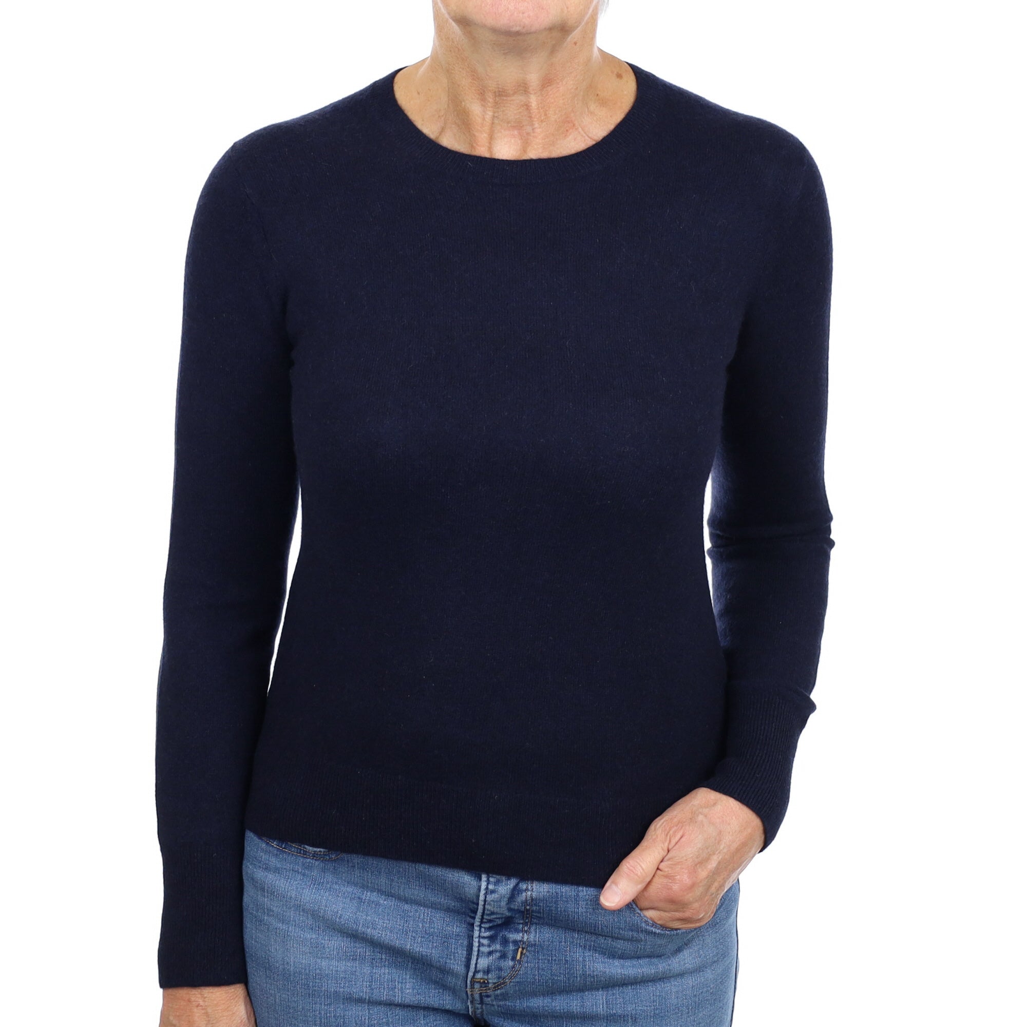 Navy Blue Cashmere Crew Neck Jumper Medium